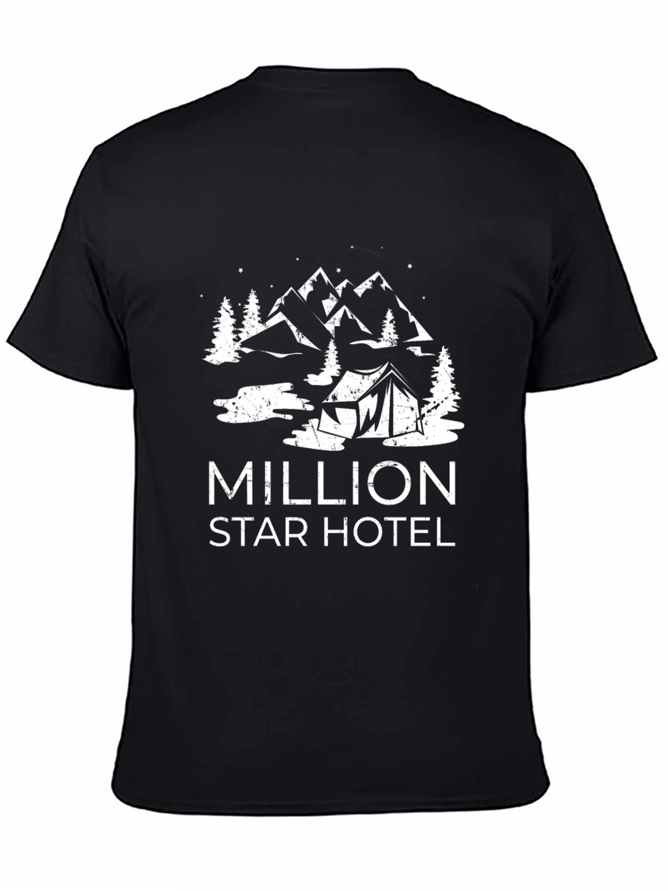 Black Million Star Hotel Camping Graphic Tee - Black view 4