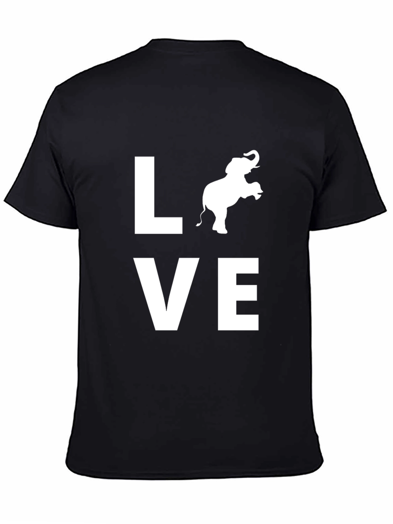Black Love Elephant Graphic Black T-Shirt view 4