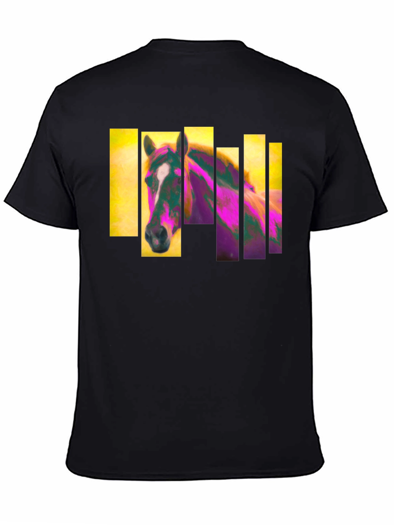 Black Abstract Horse Graphic Black T-Shirt view 4