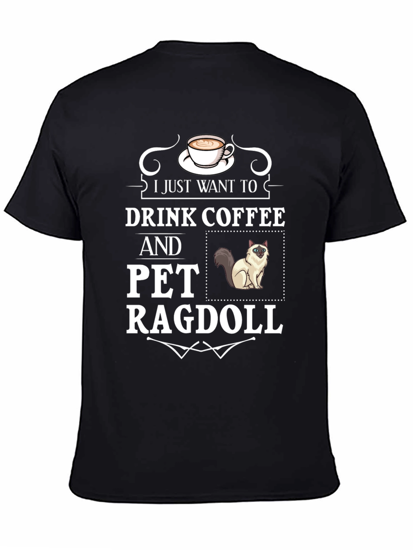 Black Drink Coffee & Pet Ragdoll T-Shirt - Cute Cat Lover Tee view 4
