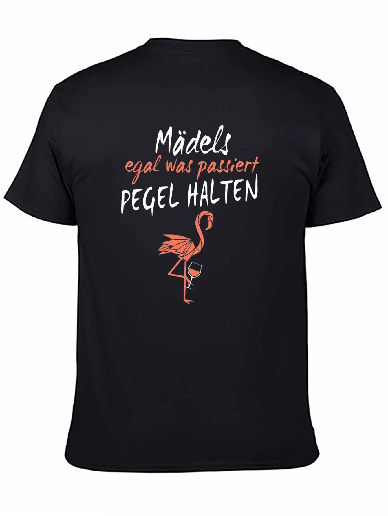 Black Funny German Flamingo T-Shirt: Pegel Halten view 4