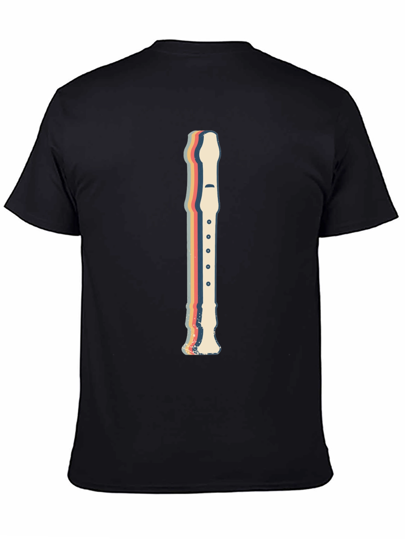 Black Retro Recorder Music T-Shirt - Black view 4
