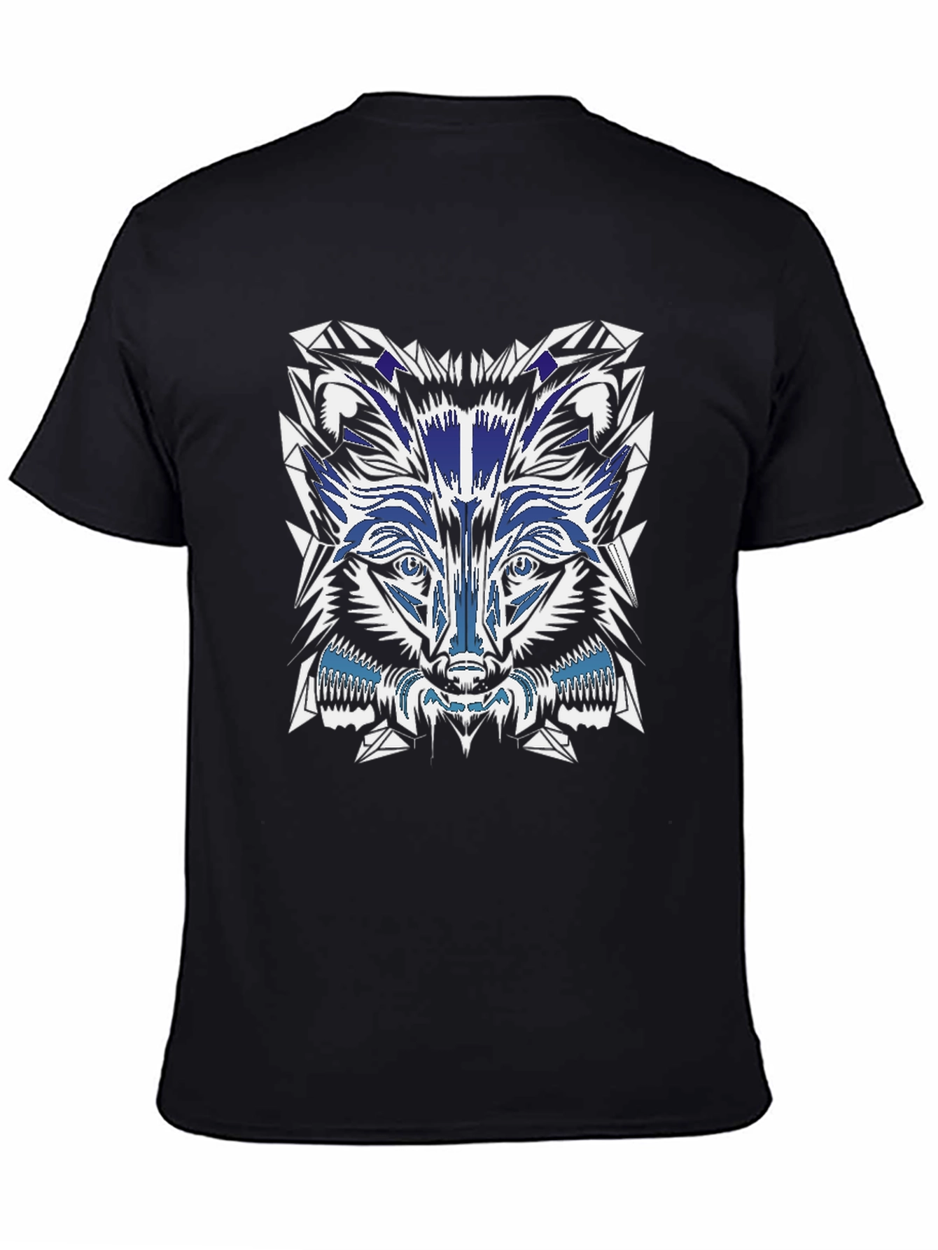 Black Abstract Wolf Graphic Black T-Shirt view 4