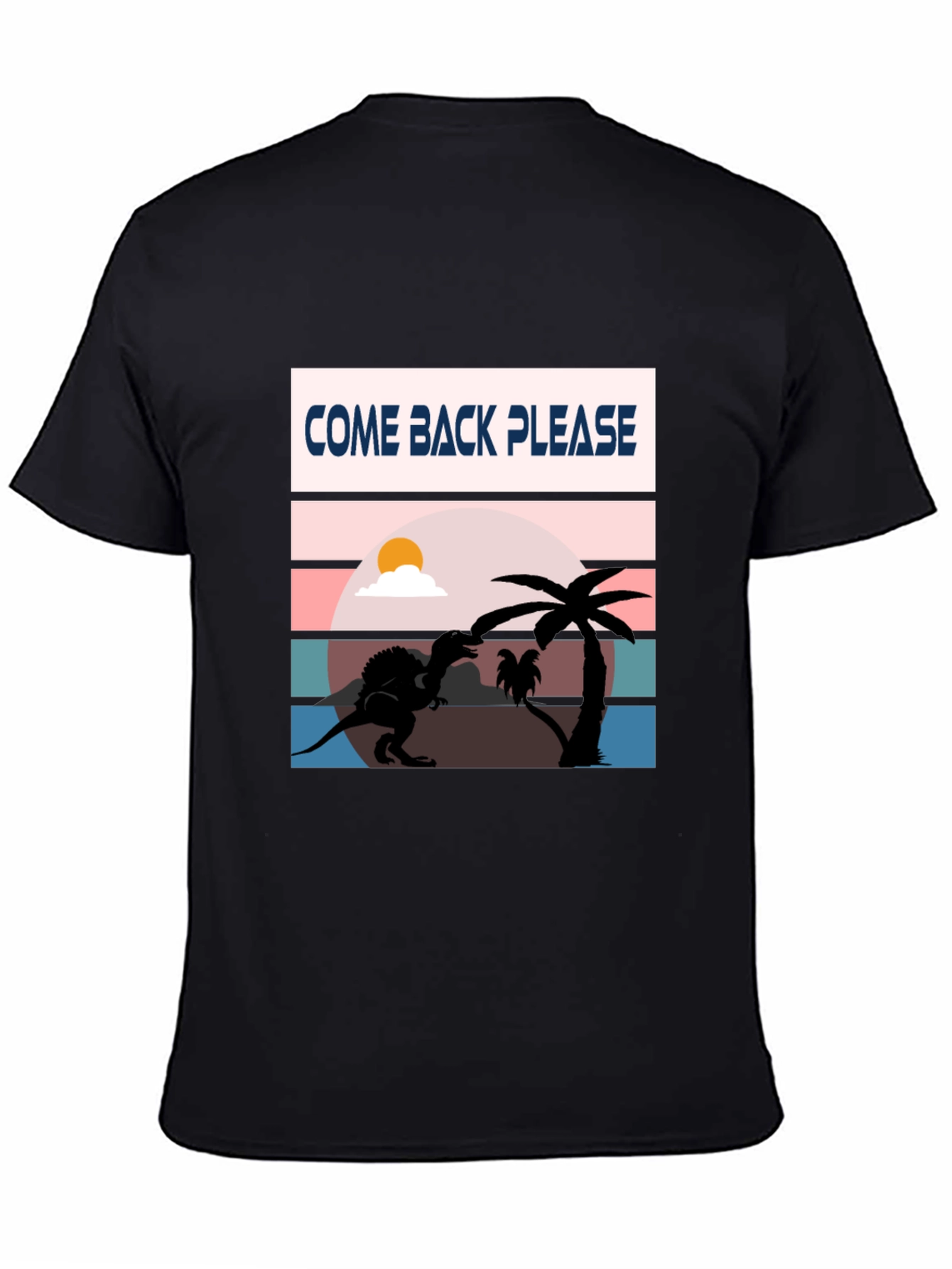 Black Come Back Please Dinosaur Graphic T-Shirt view 4