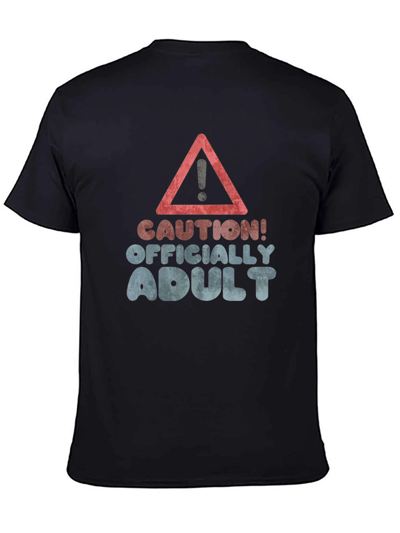 Black Caution! Officially Adult Black Graphic T-Shirt view 4