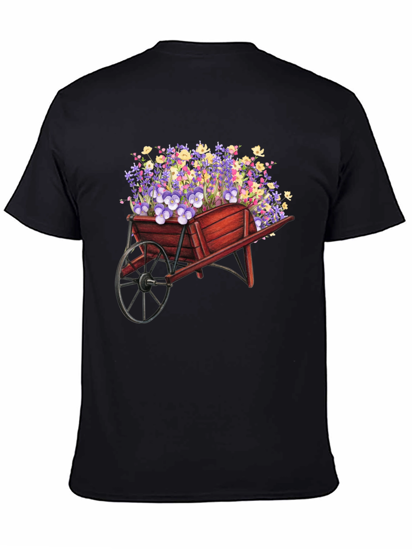 Black Floral Wheelbarrow Graphic Tee view 4
