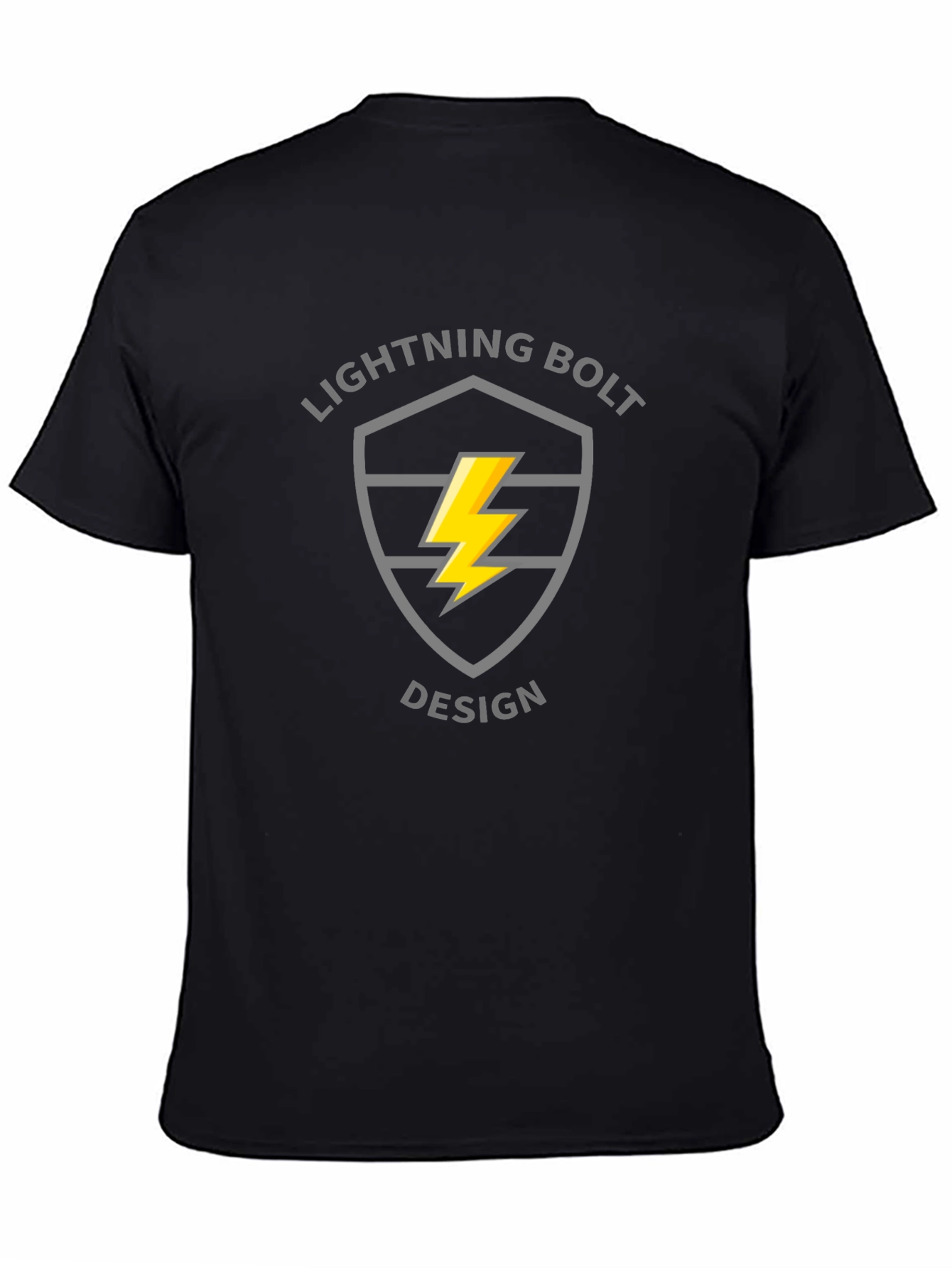 Black Lightning Bolt Design Black T-Shirt view 4