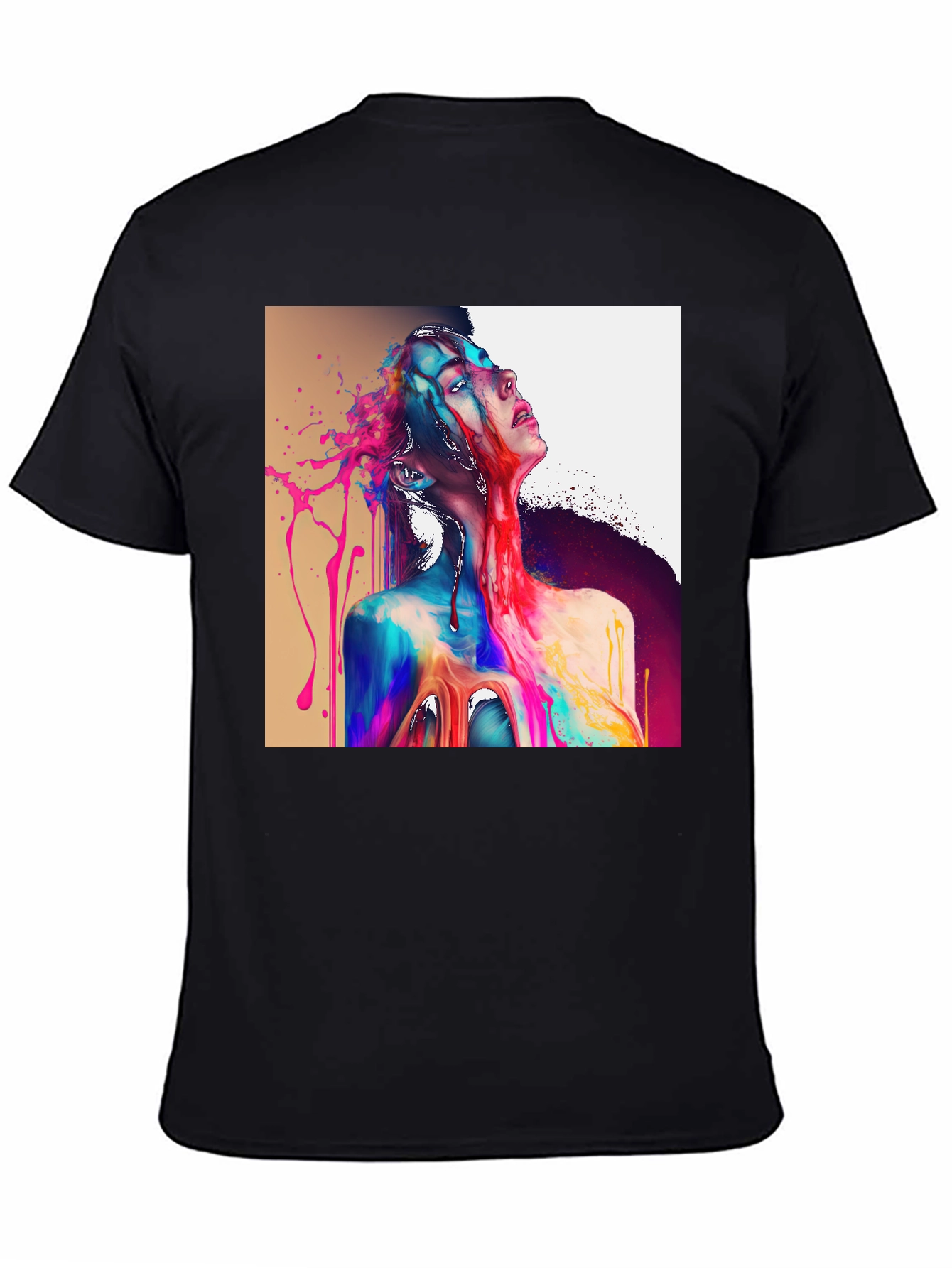 Black Abstract Art Tee: Colorful Expression view 4