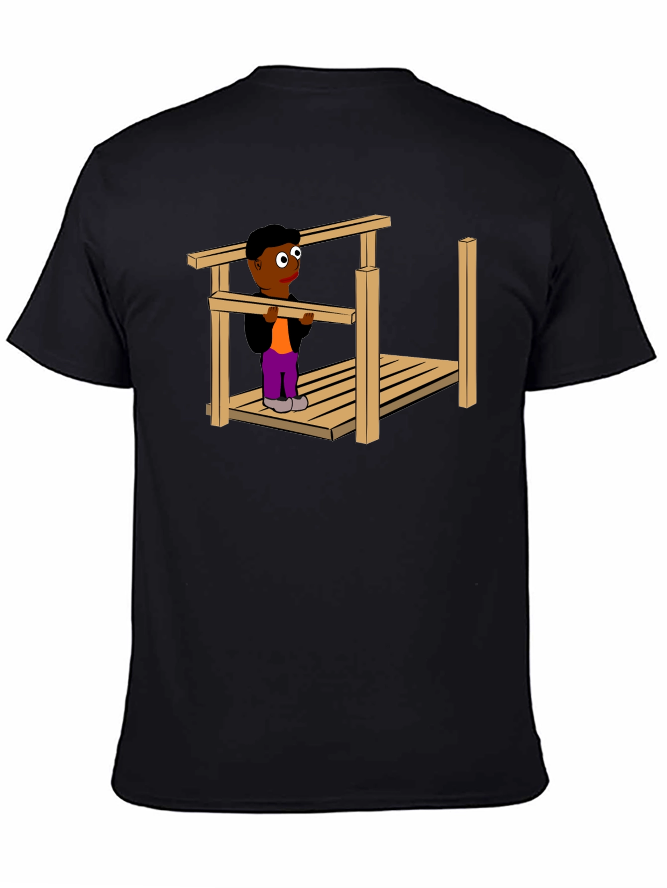 Black Optical Illusion Construction Man Black T-Shirt view 4