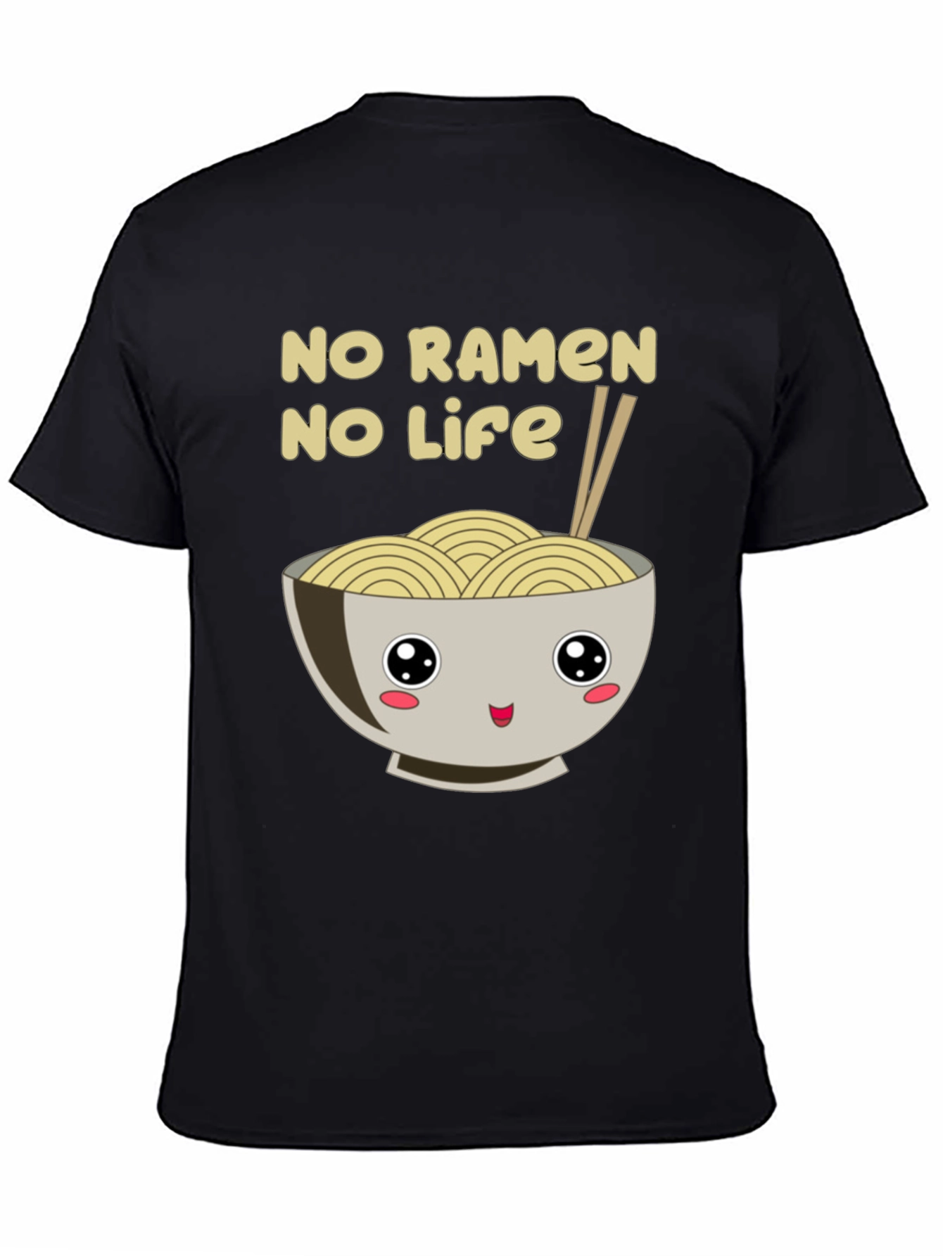 Black No Ramen No Life Black T-Shirt view 4