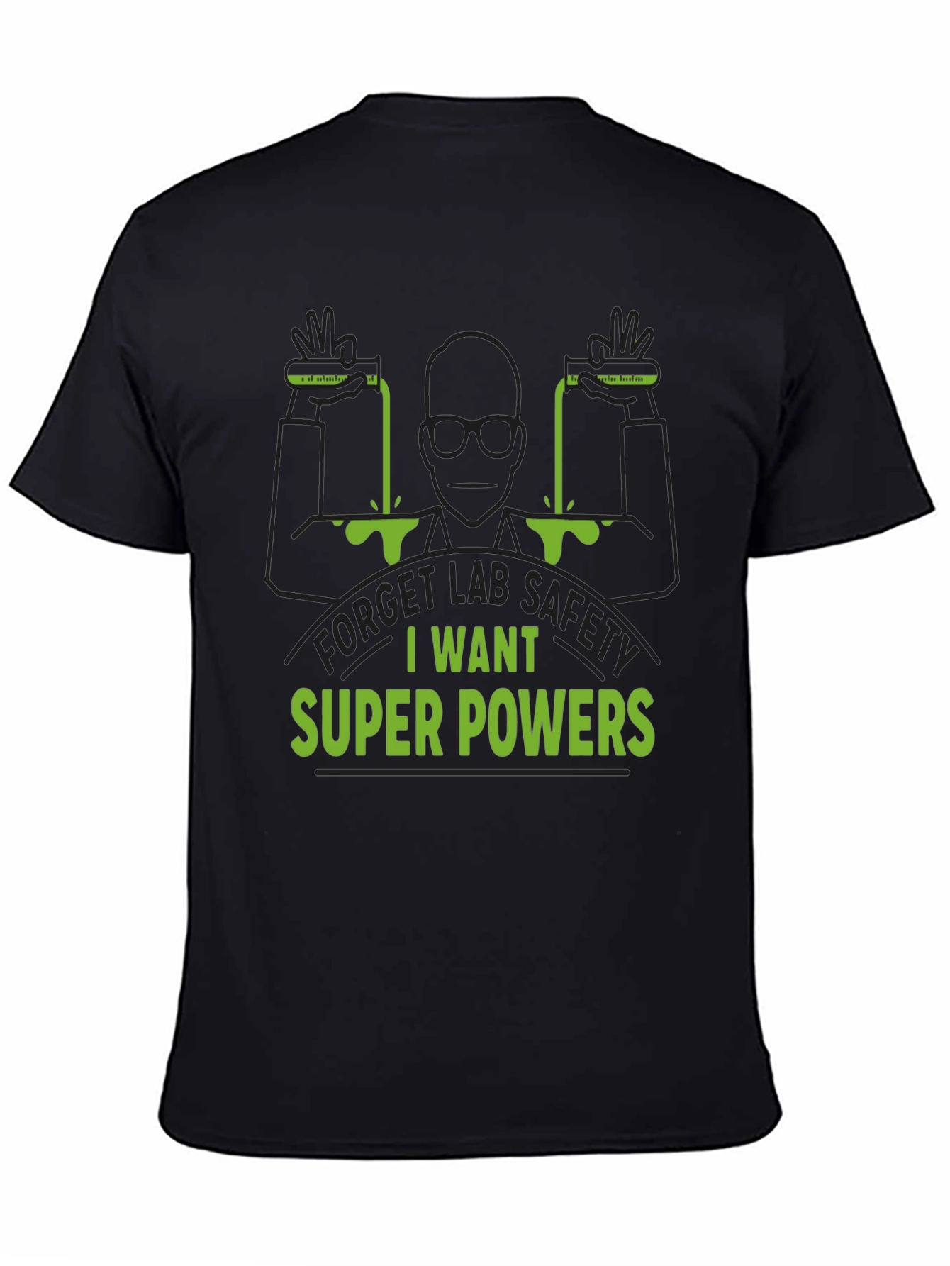 Black Super Power Lab T-Shirt: Black, Bold Design view 4