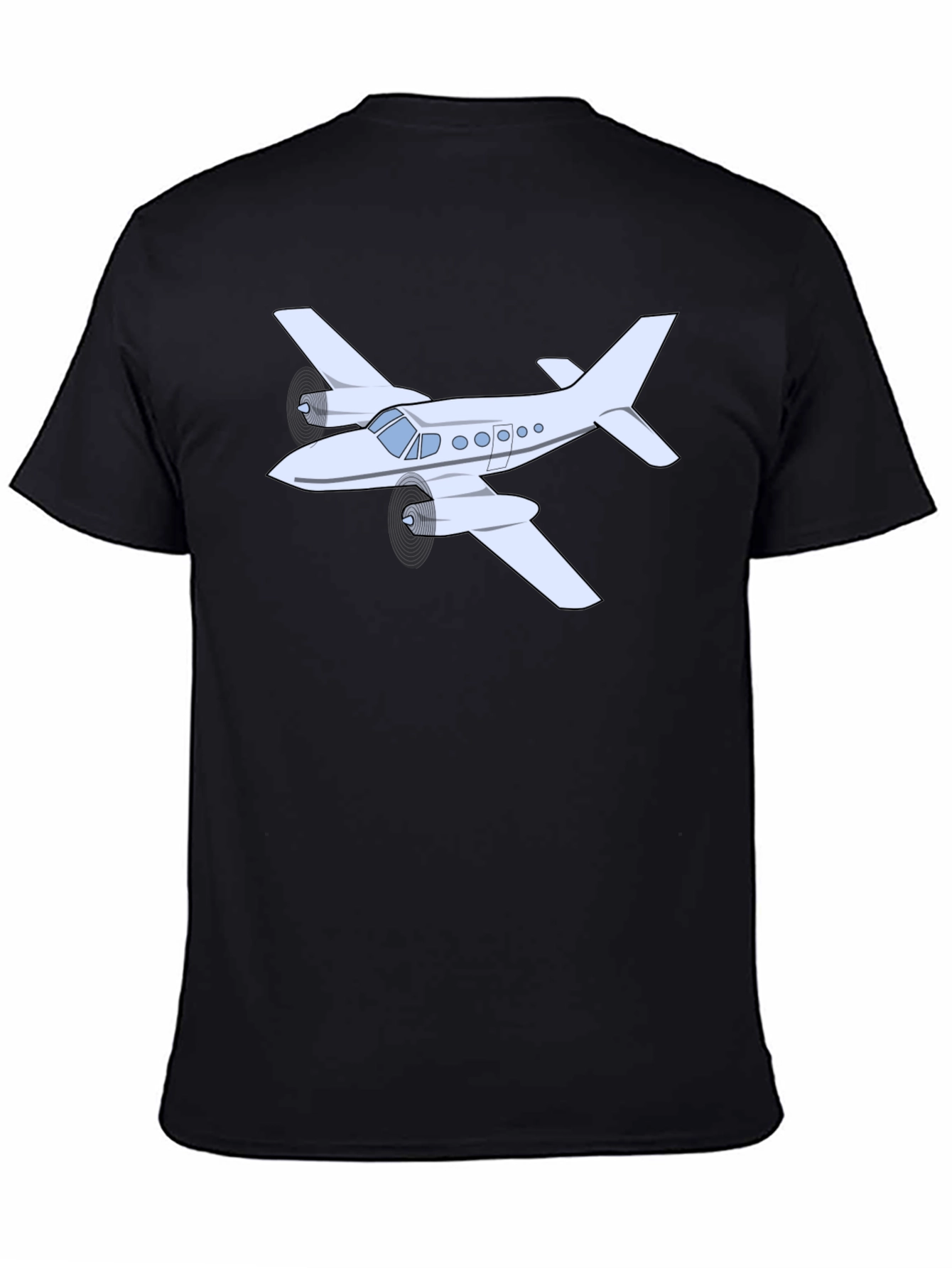Black Airplane Graphic T-Shirt - Black Crew Neck Tee view 4
