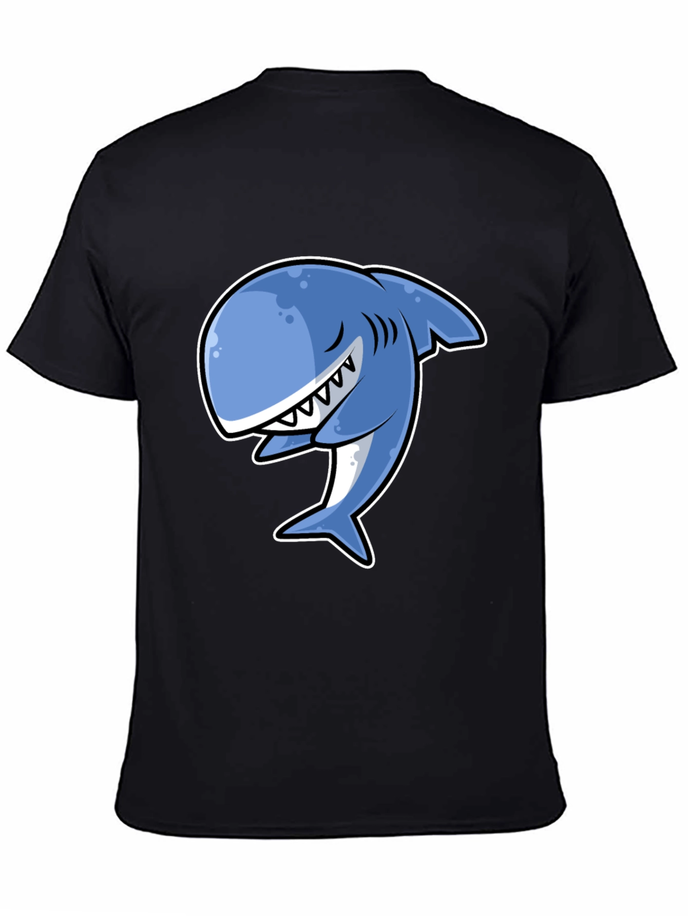 Black Cartoon Shark Graphic T-Shirt - Stylish Black Tee view 4