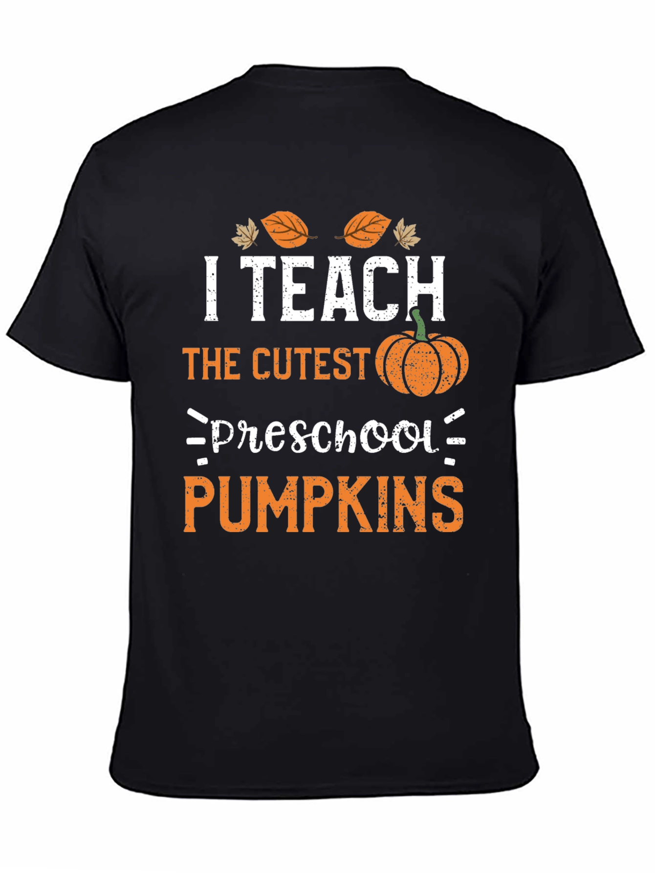 Black I Teach Preschool Pumpkins Teacher T-Shirt view 4