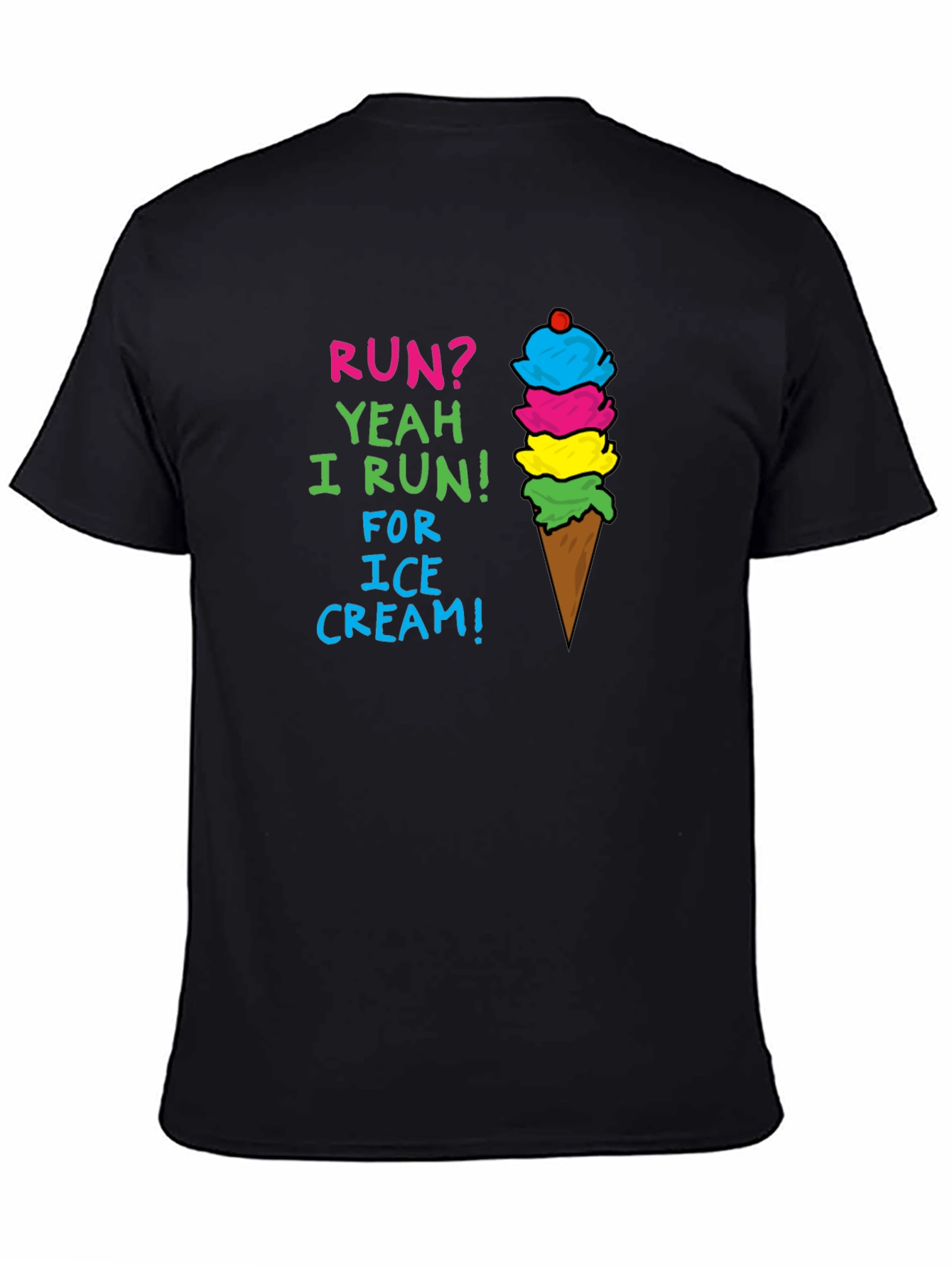 Black Run for Ice Cream T-Shirt - Cute Foodie Tee view 4