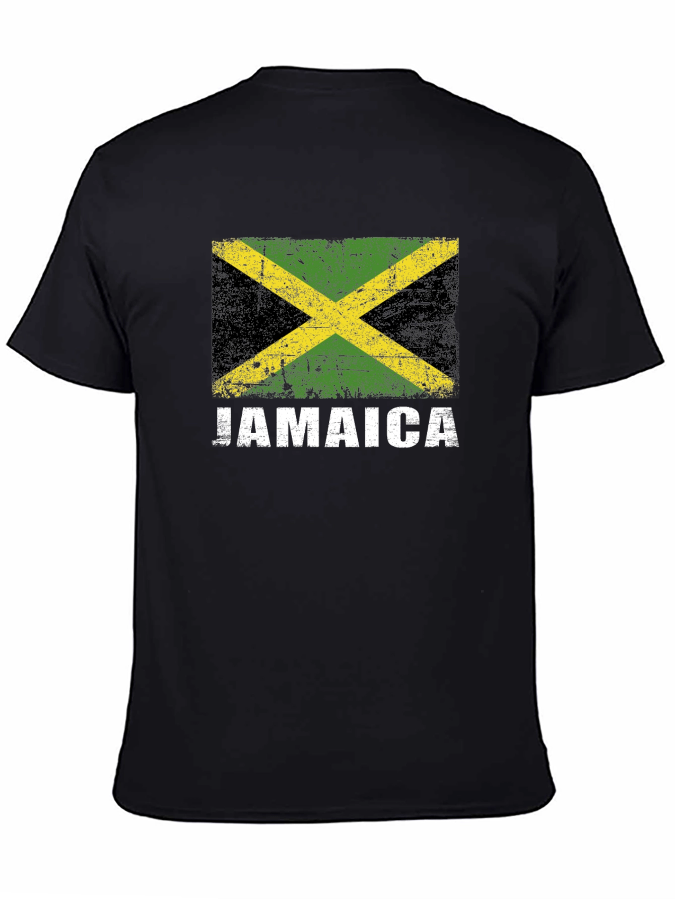 Black Jamaica Flag T-Shirt - Distressed Design view 4