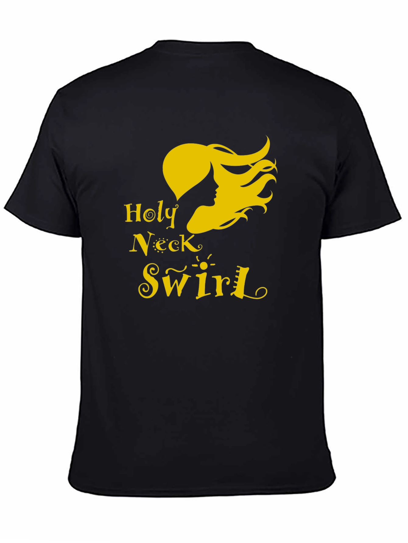 Black Holy Neck Swirl Graphic Tee - Black Cotton T-Shirt view 4