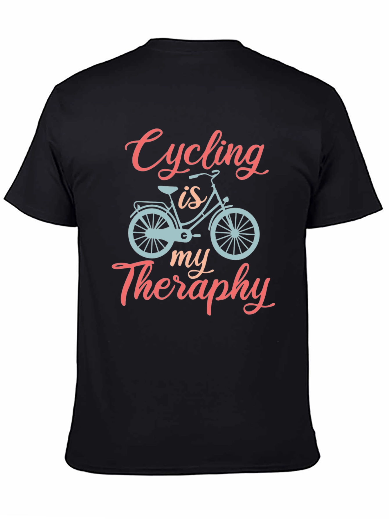 Black Cycling is my Therapy T-Shirt view 4