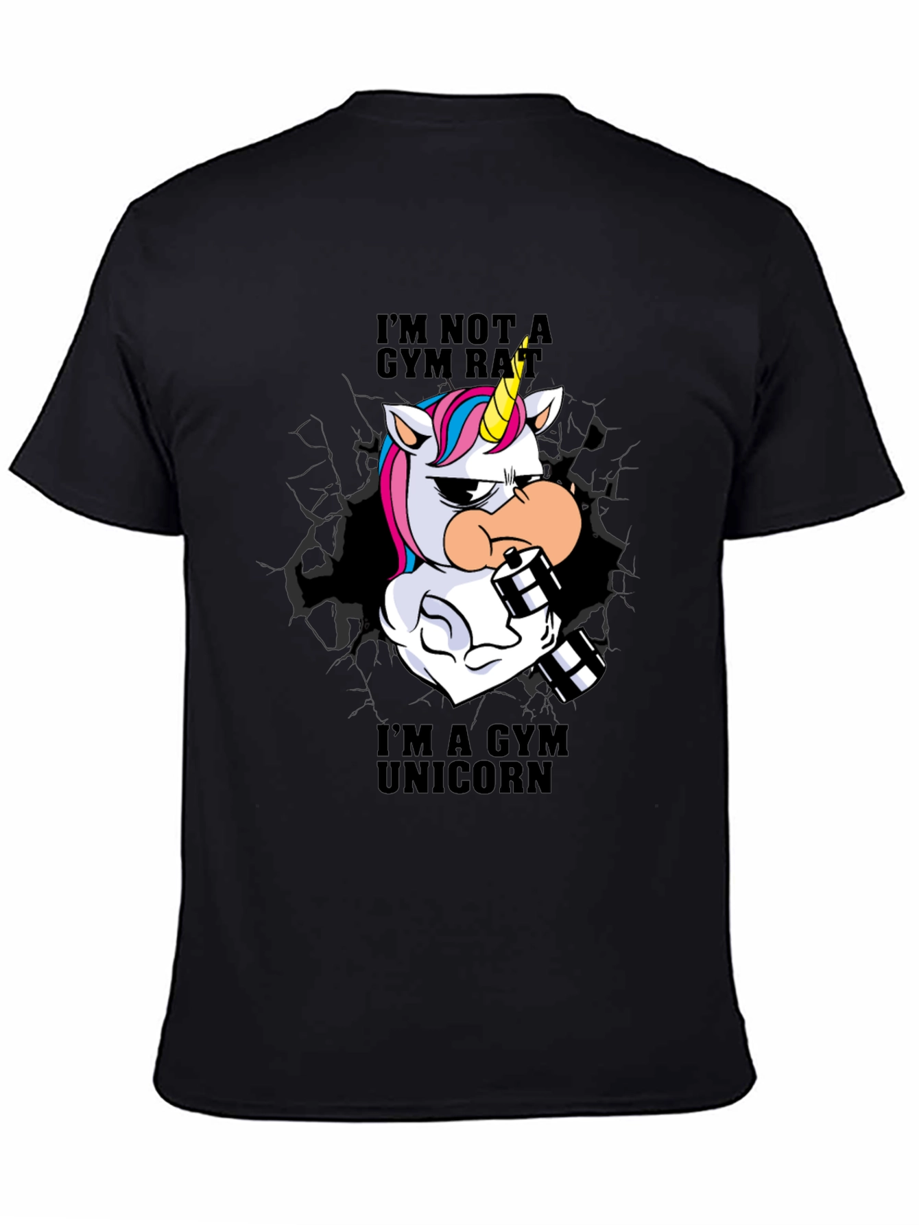 Black Gym Unicorn T-Shirt - Workout Apparel view 4