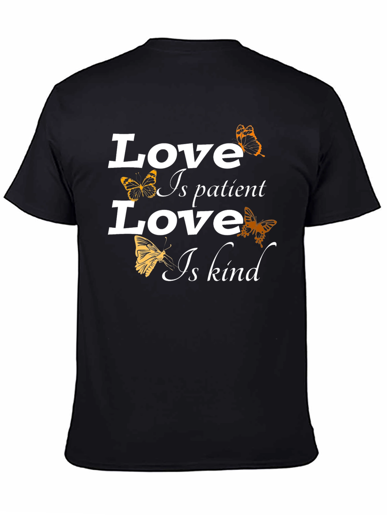 Black Love Is Patient T-Shirt - Butterfly Design view 4