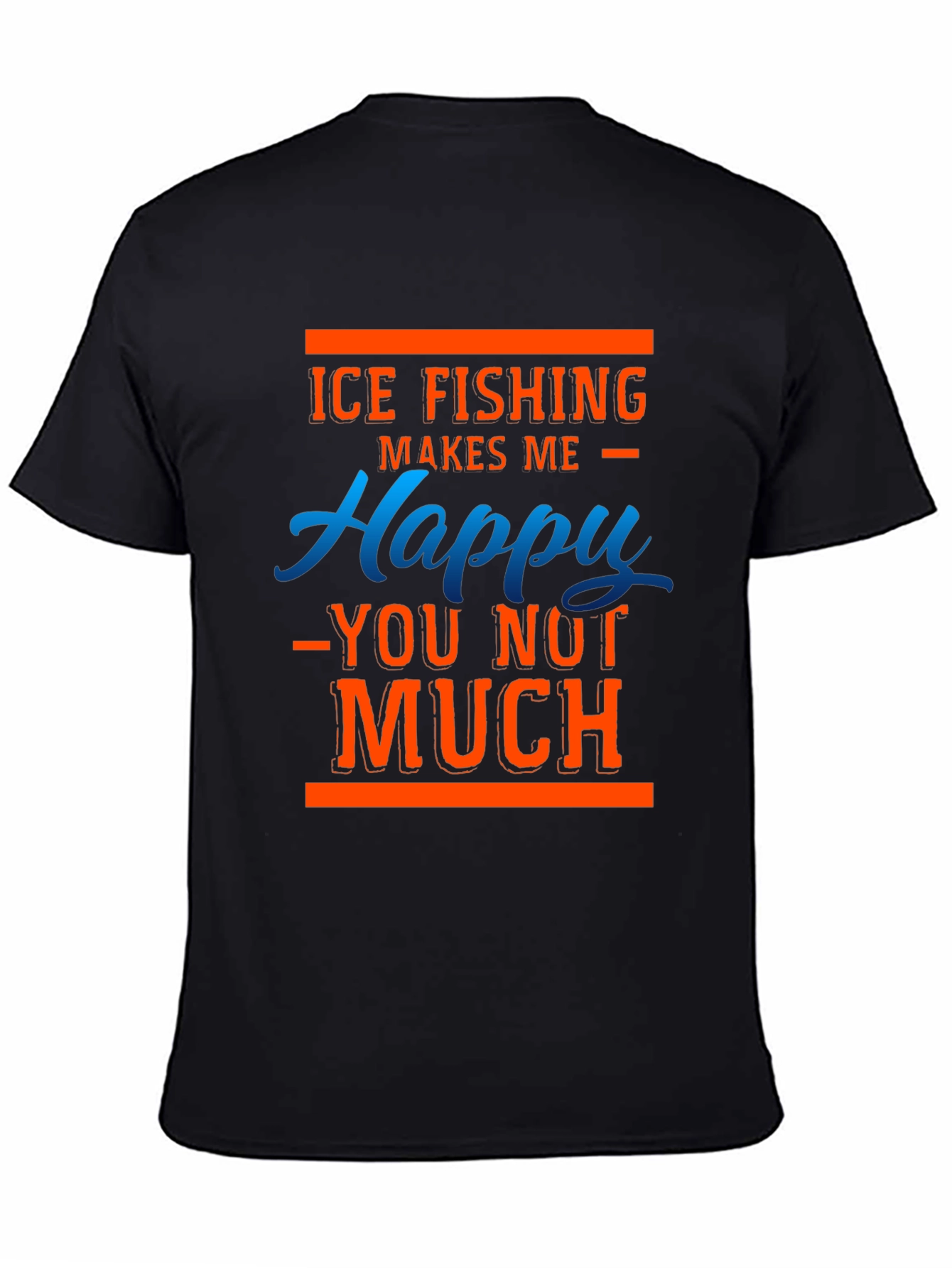 Black Ice Fishing Makes Me Happy T-Shirt view 4