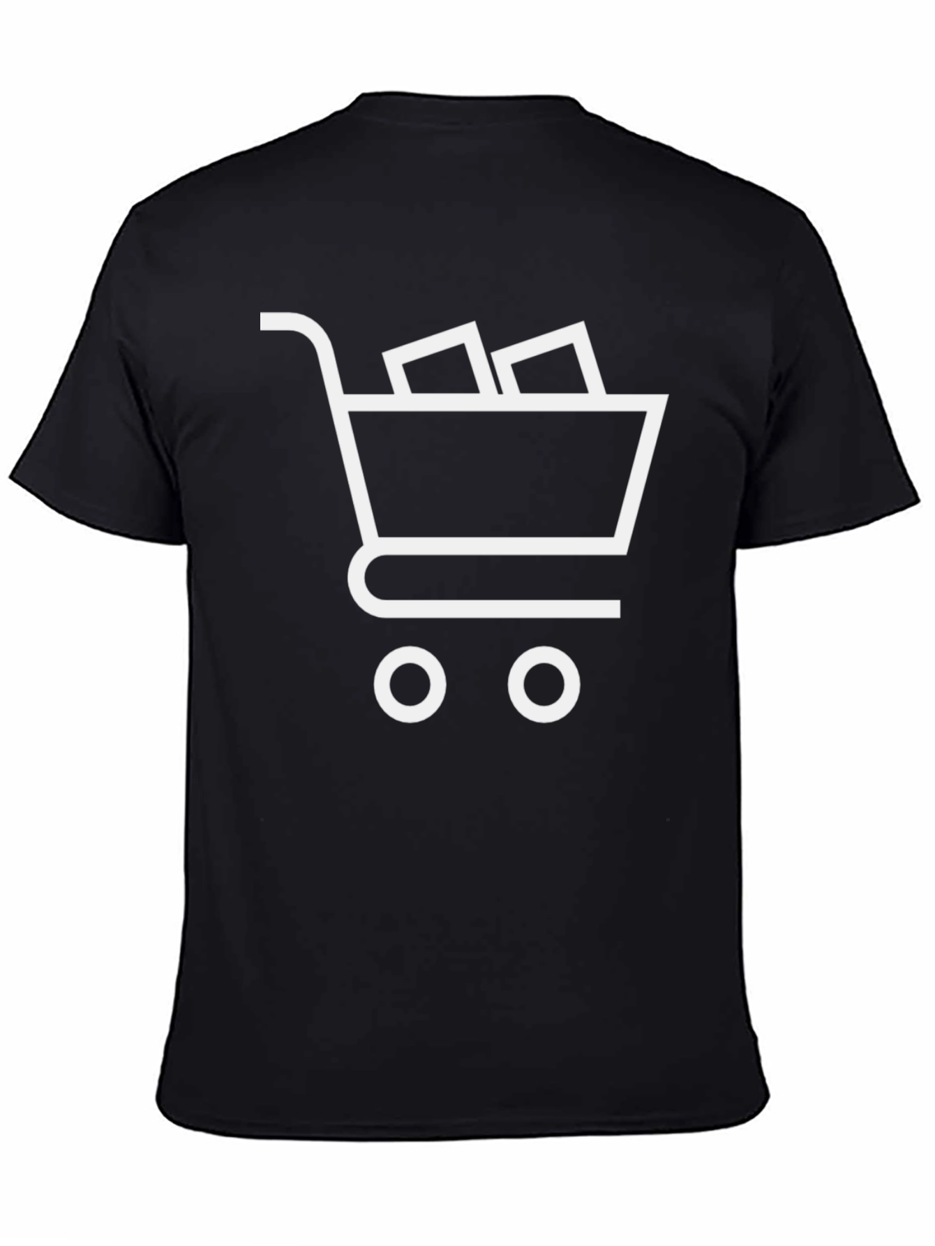Black Shopping Cart Graphic T-Shirt - Modern Black Tee view 4