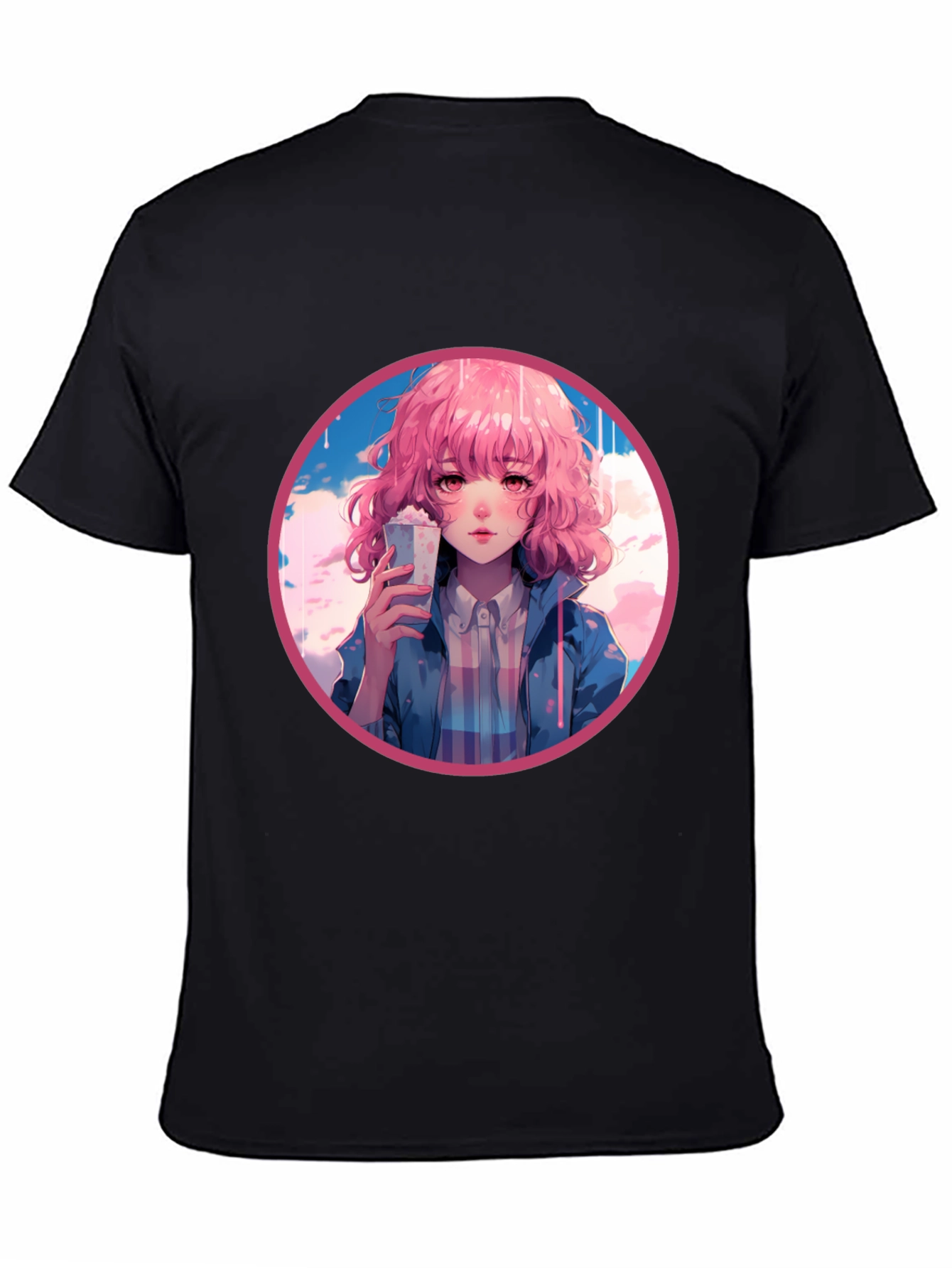 Black Anime Girl Graphic Tee - Stylish and Unique Design view 4