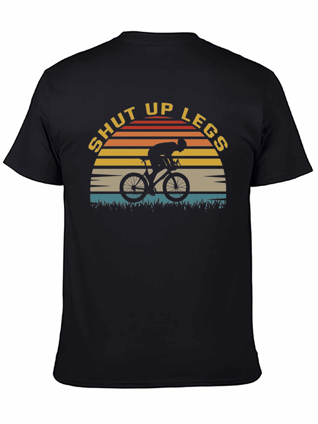 Black Shut Up Legs Cycling T-Shirt - Retro Style Cyclist Tee view 4