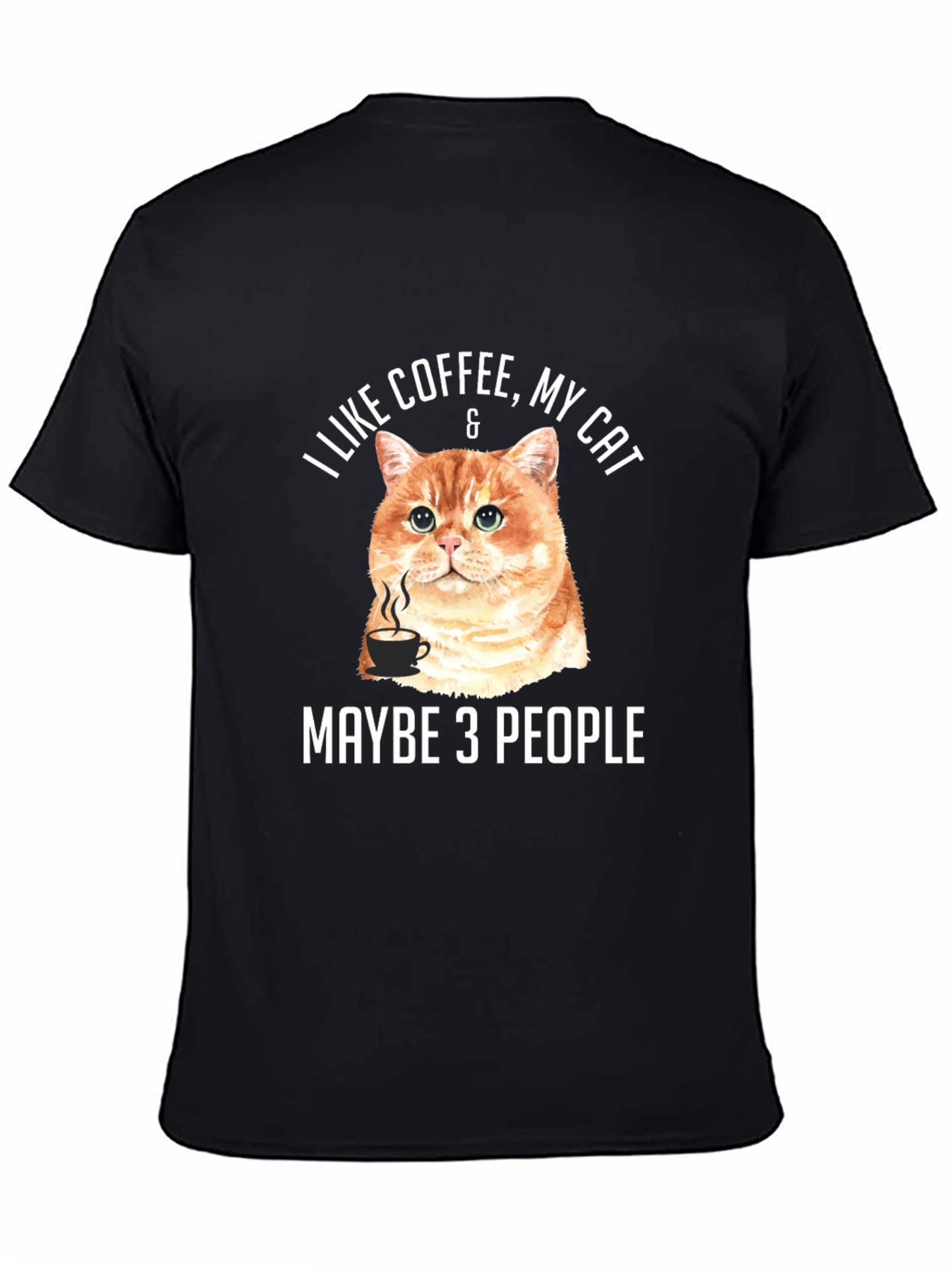 Black Coffee & Cat Lover Graphic Tee - "Maybe 3 People" view 4