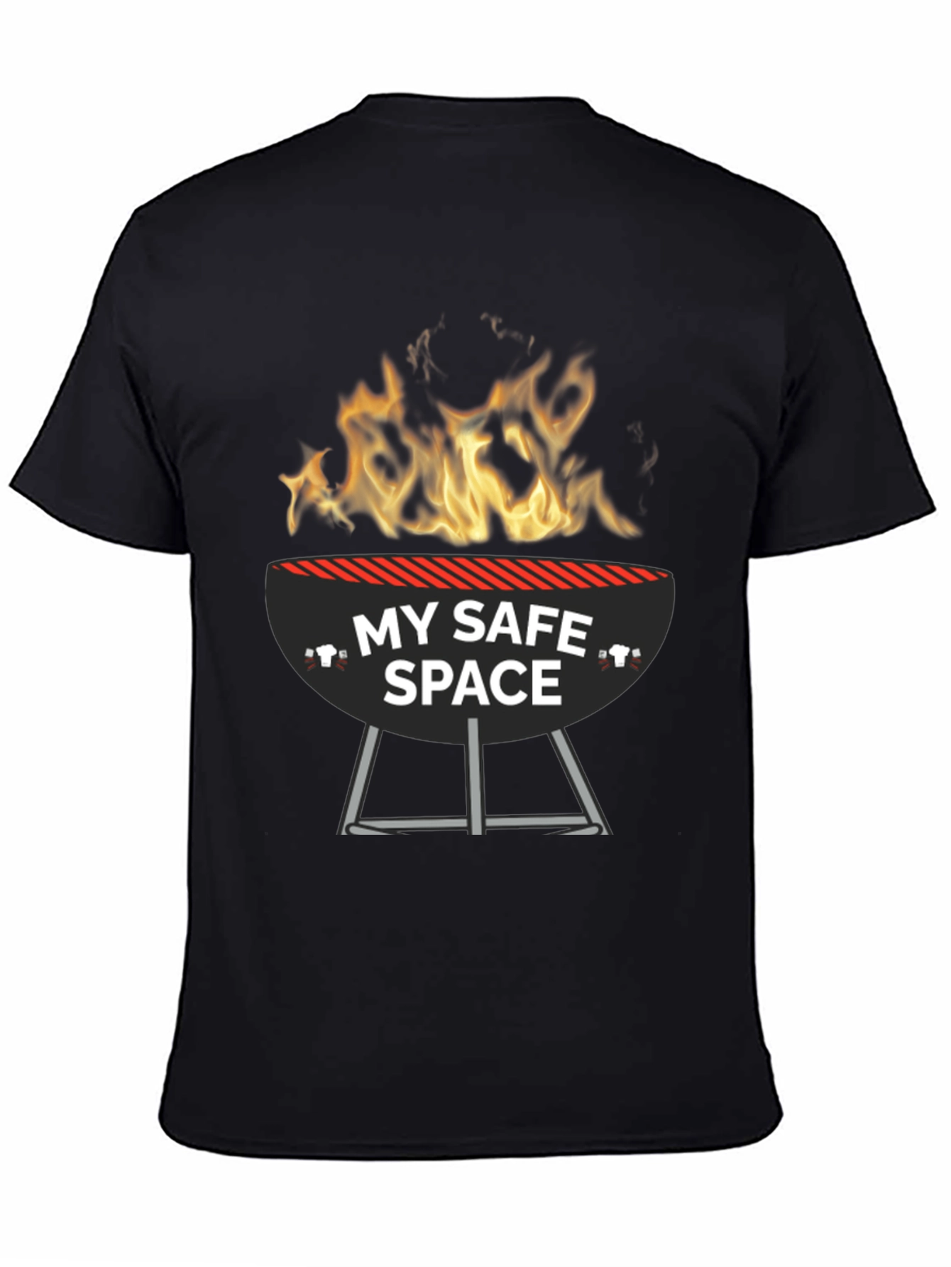 Black My Safe Space BBQ Grill Funny T-Shirt view 4