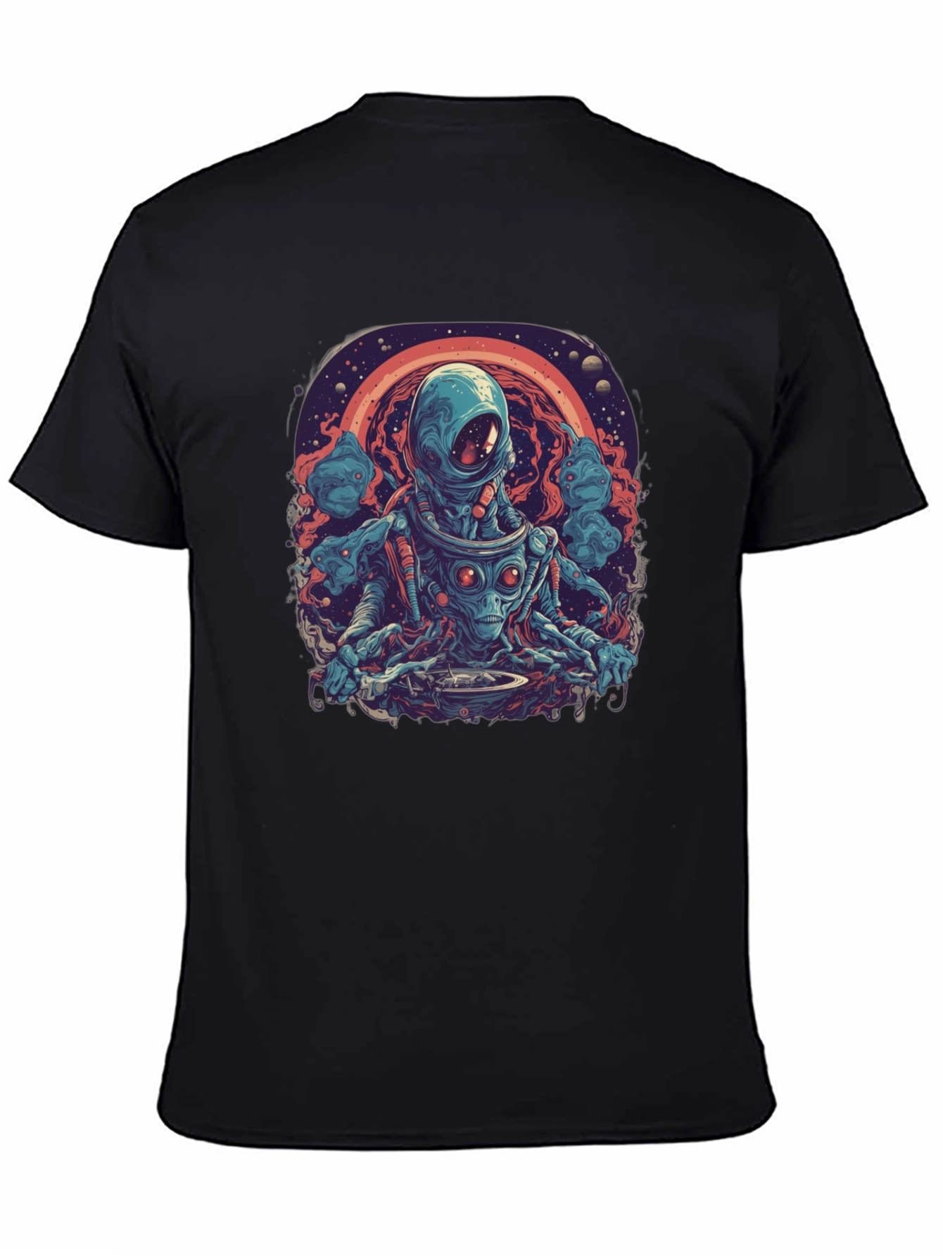 Black Cosmic Alien DJ Graphic Tee - Black view 4