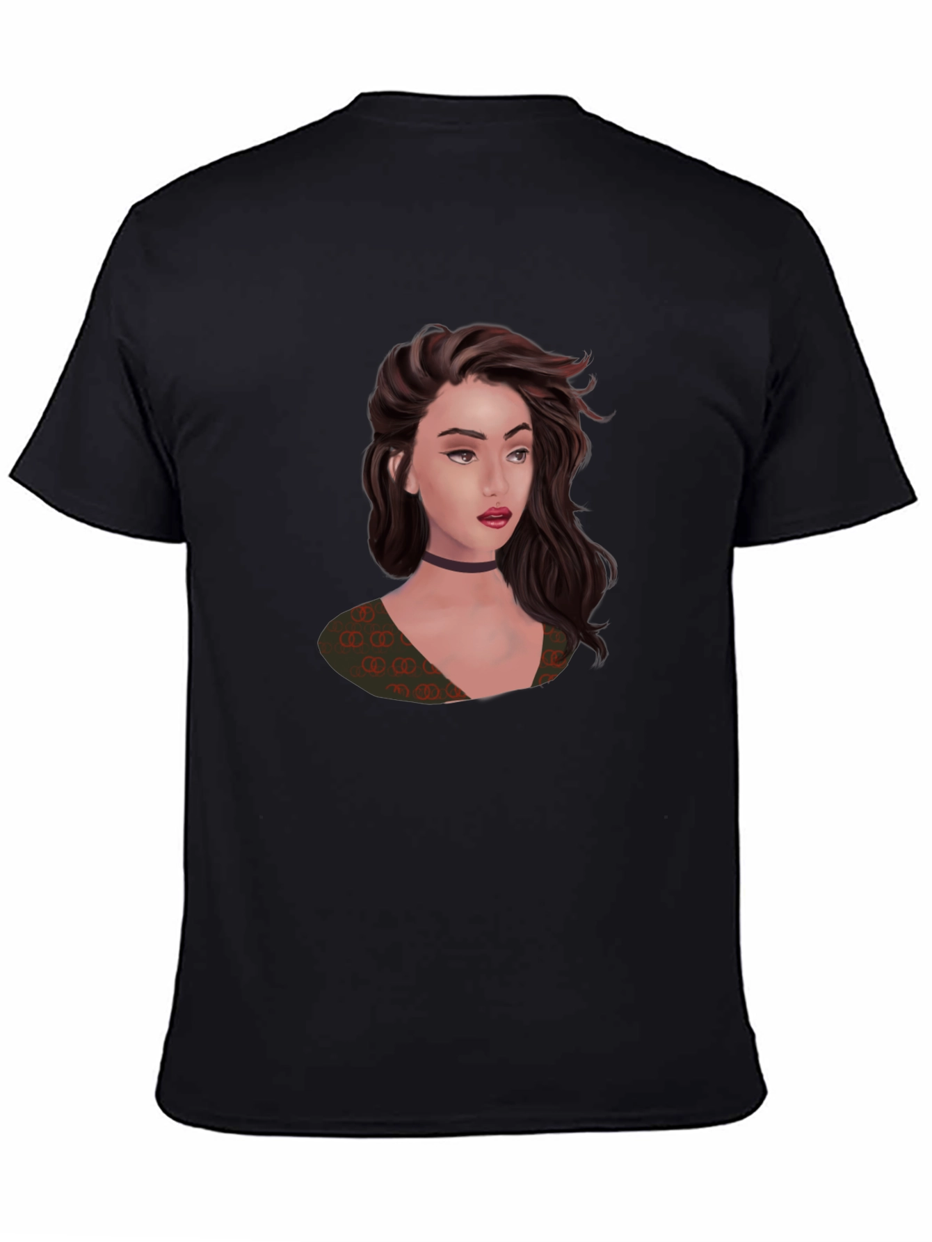 Black Stylish Black T-Shirt with Portrait Graphic view 4