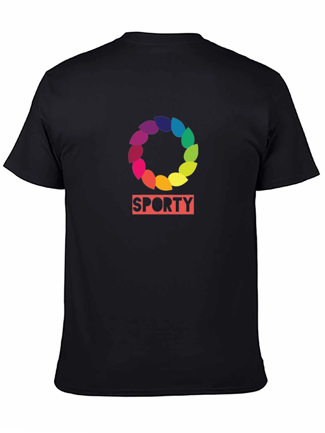 Black Sporty Rainbow Wreath T-Shirt view 4