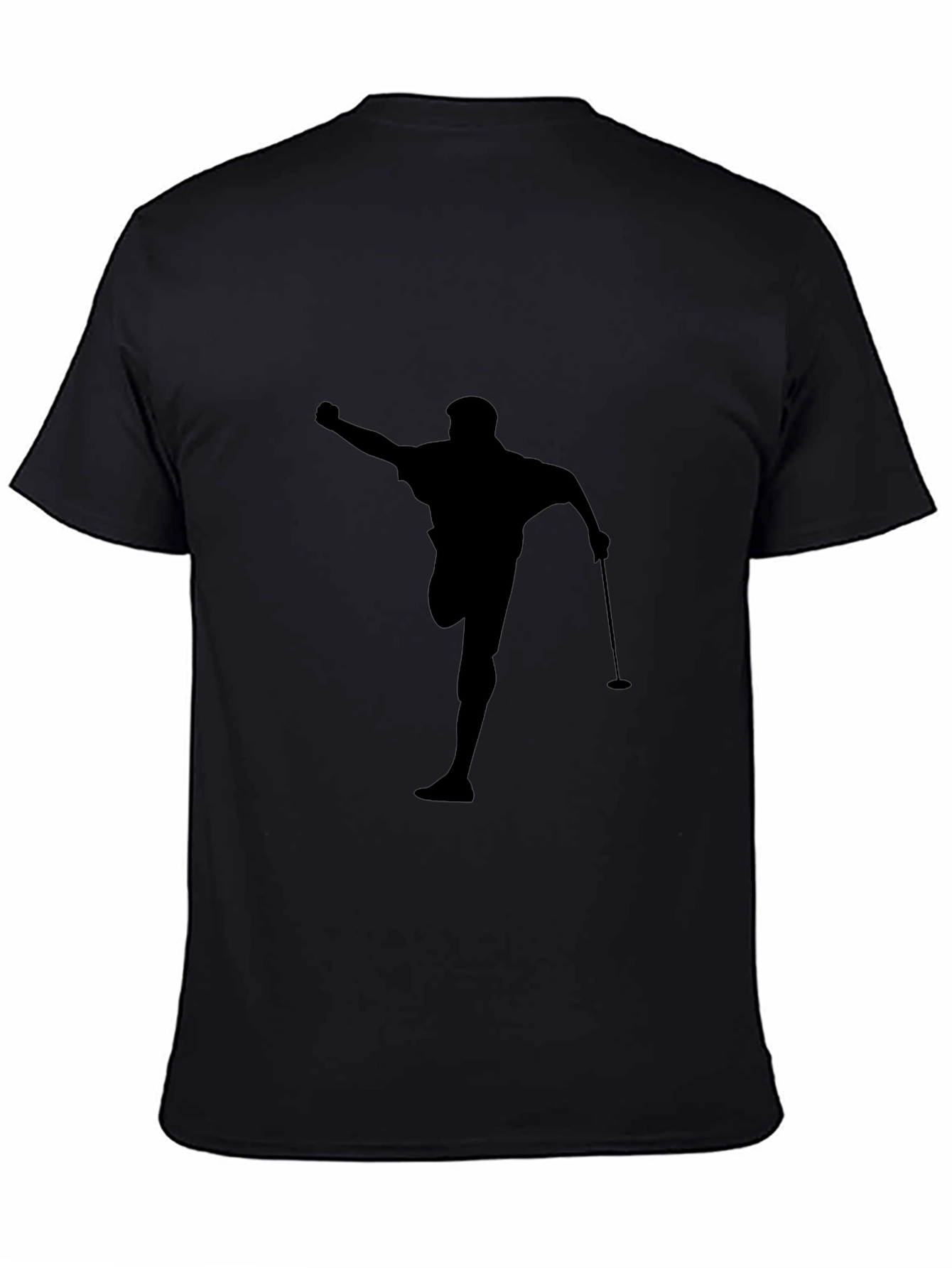 Black Golfer Silhouette Graphic Tee - Black Cotton Casual view 4