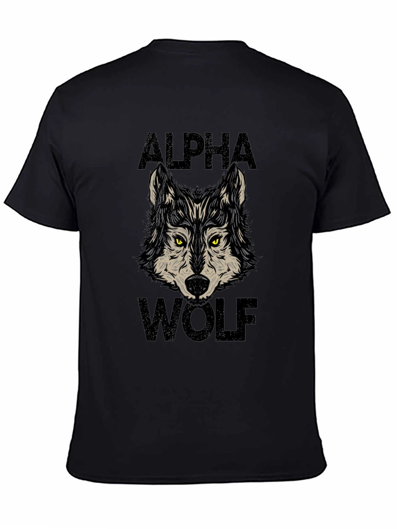 Black Alpha Wolf Graphic Print Black T-Shirt view 4