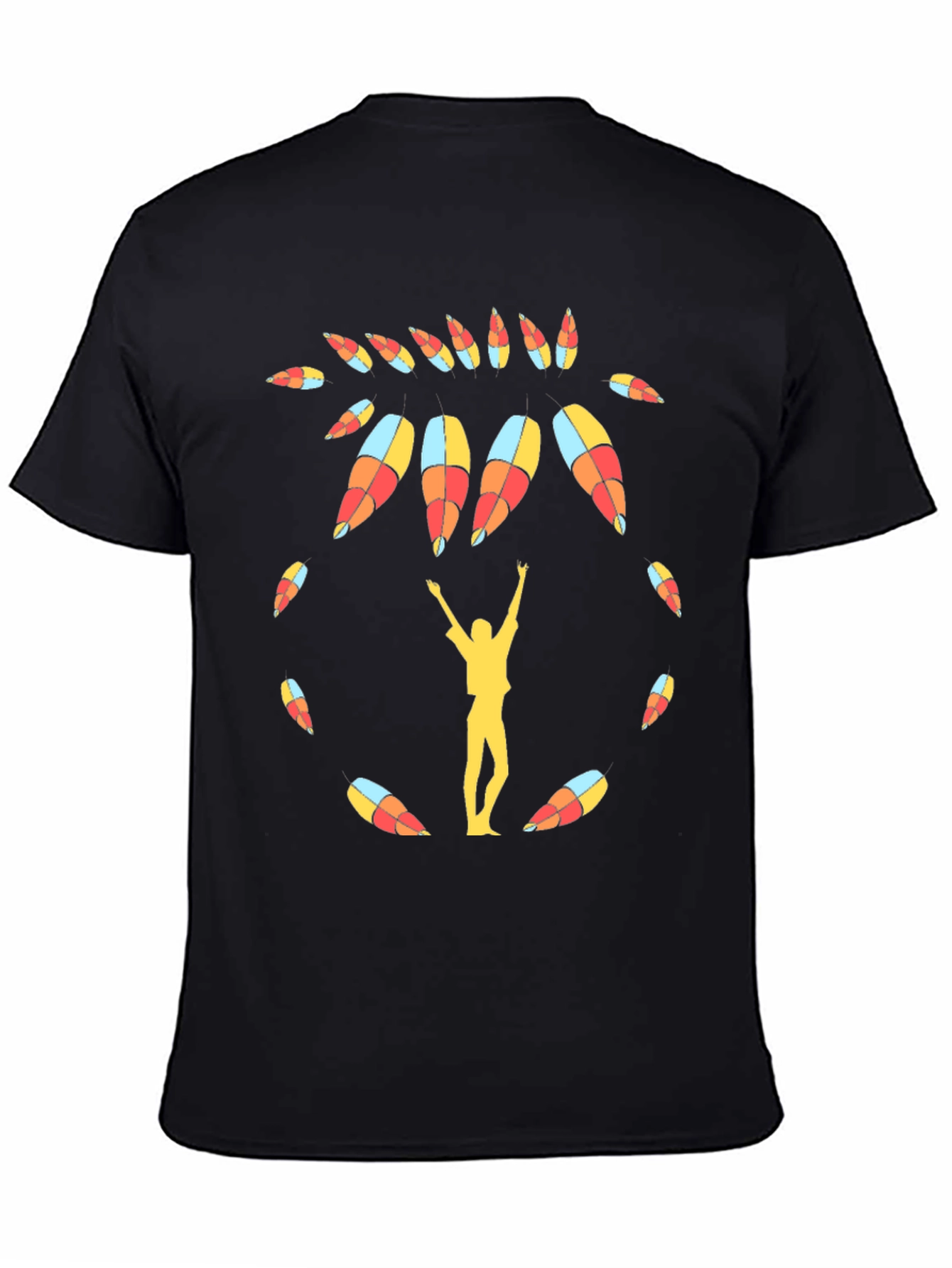 Black Graphic Print Tee: Catching Sunlight view 4