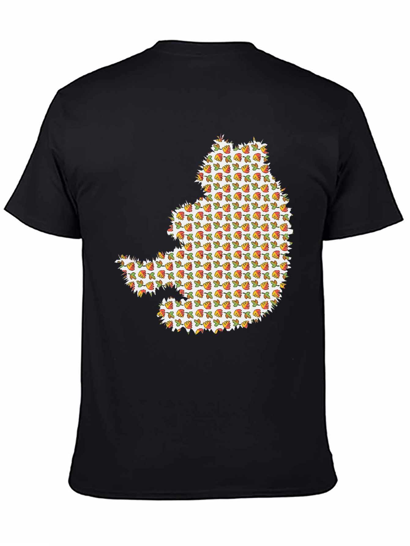 Black Novelty Cat Print Black Crew Neck T-Shirt view 4