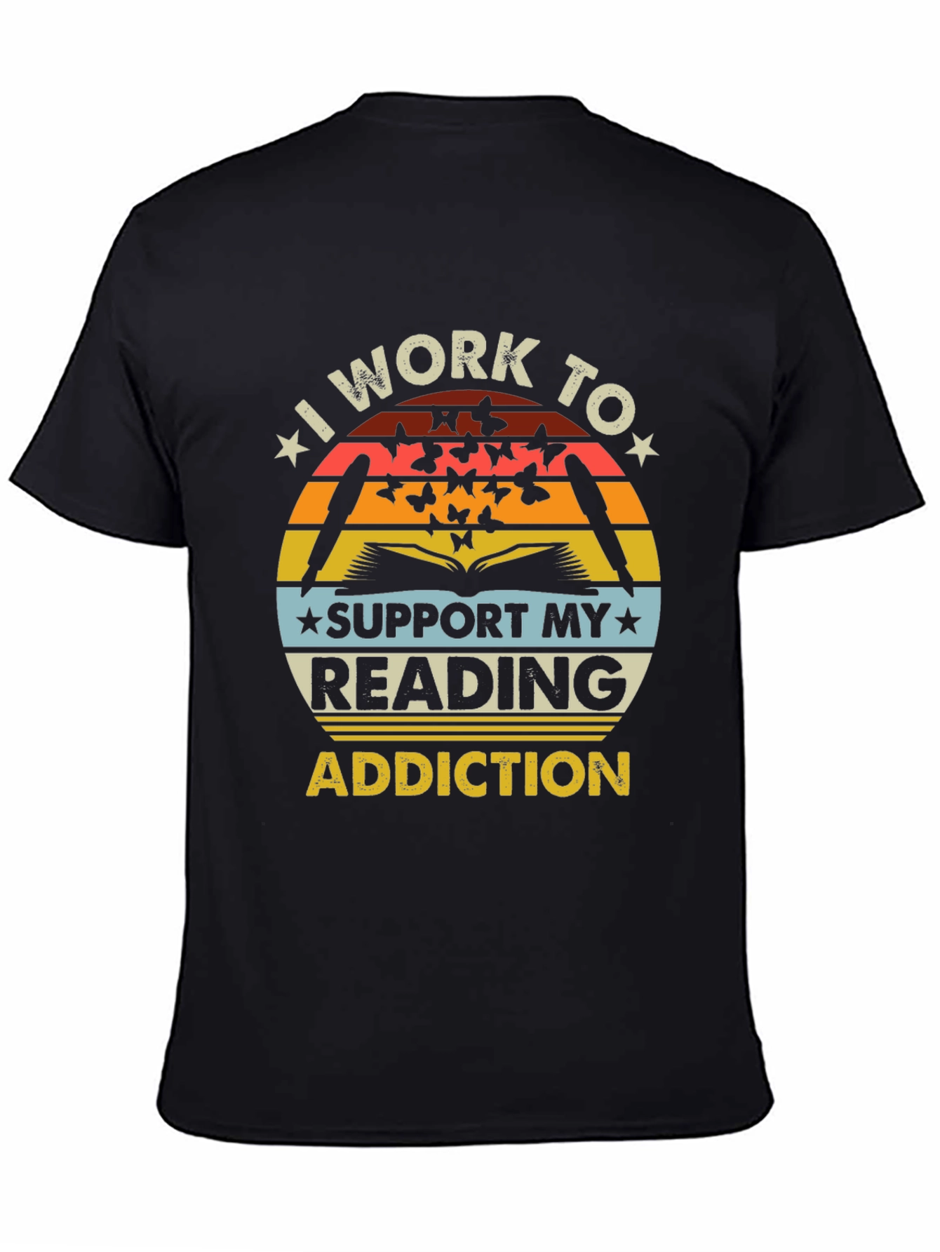 Black Reading Addiction T-Shirt - Book Lover Tee view 4