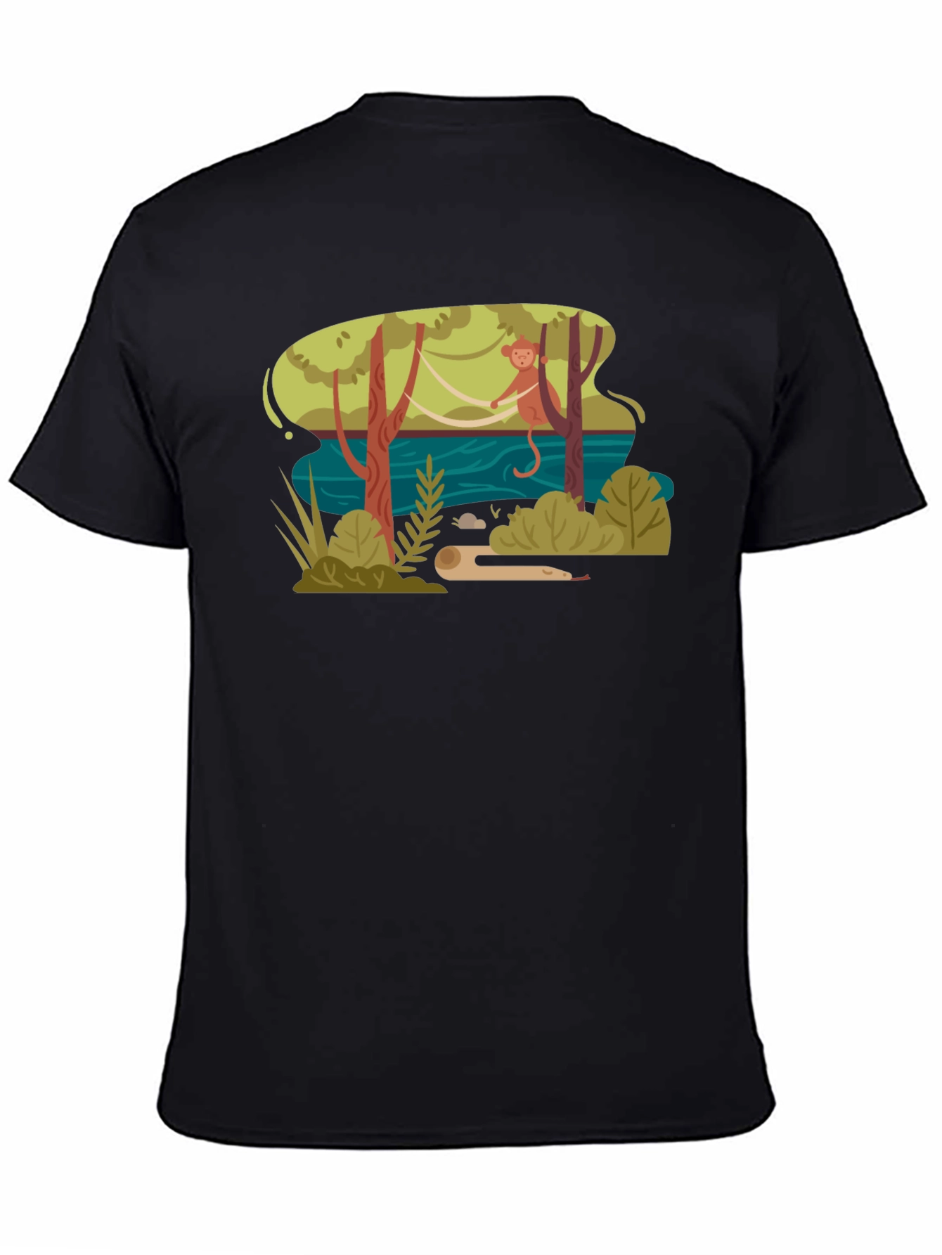 Black Jungle Monkey Graphic Tee - Unisex Black T-Shirt view 4