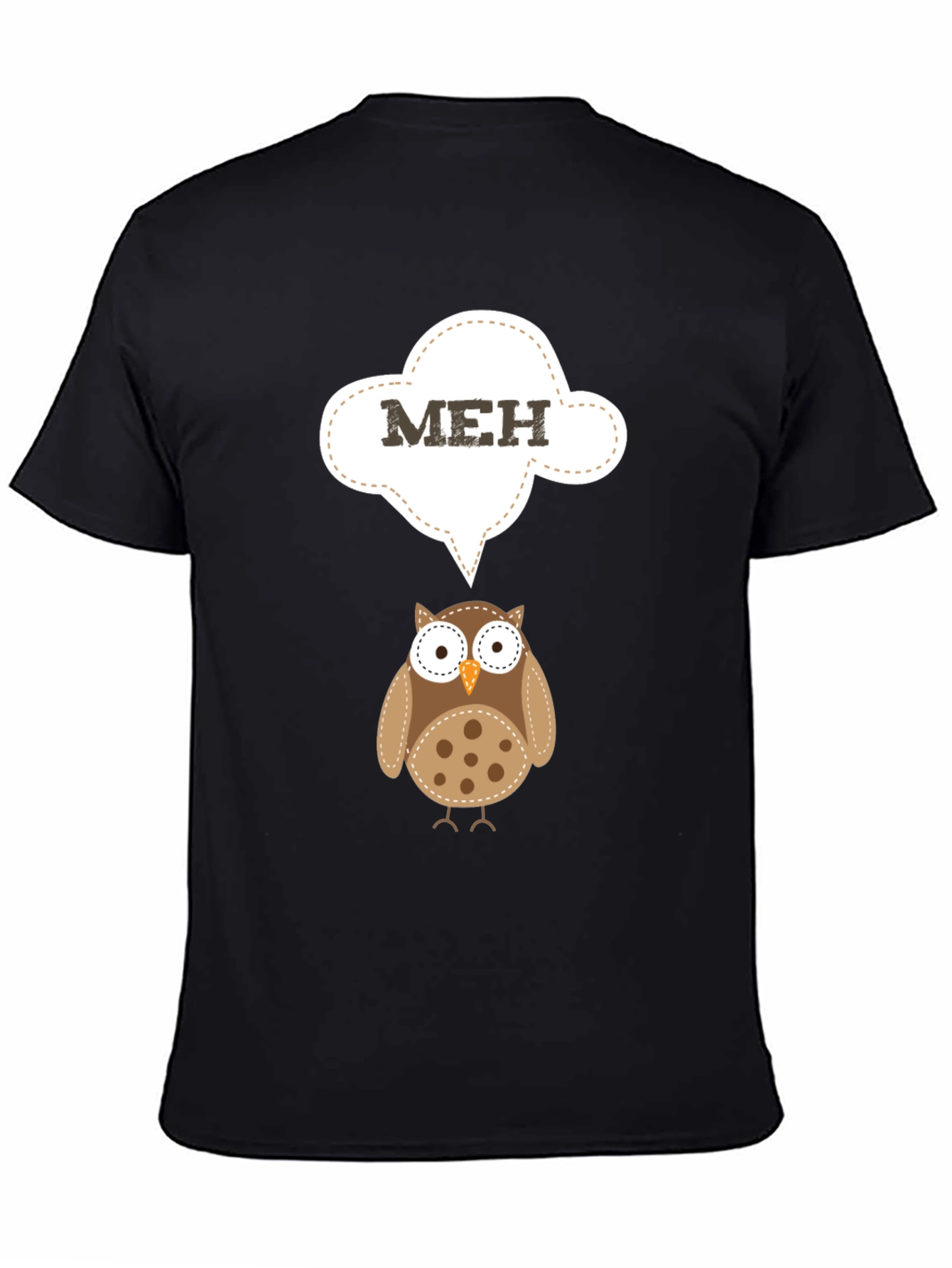 Black Meh Owl T-Shirt - Funny Cartoon Graphic Tee view 4