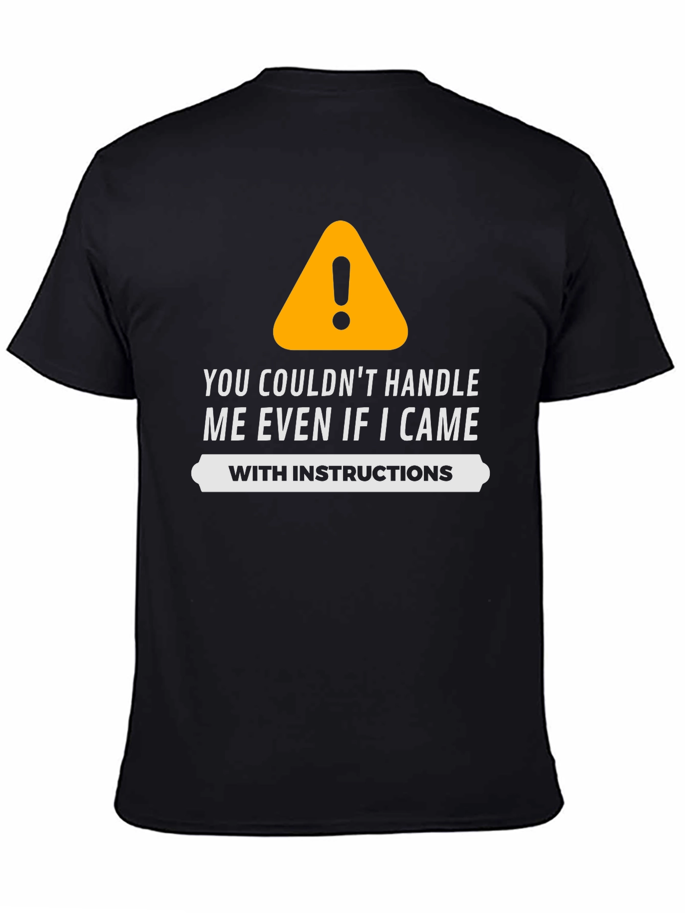 Black Funny Warning Sign Graphic T-Shirt view 4