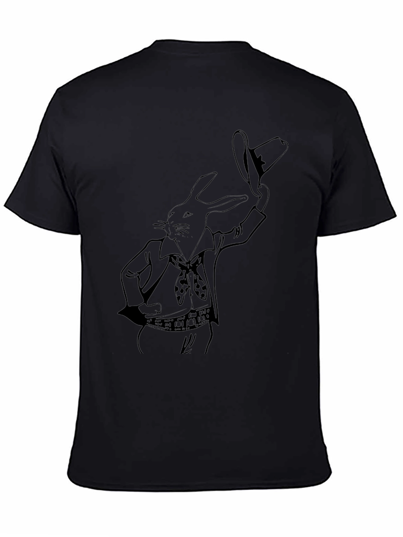 Black Rabbit Cowboy Graphic Tee - Black Cotton T-Shirt view 4