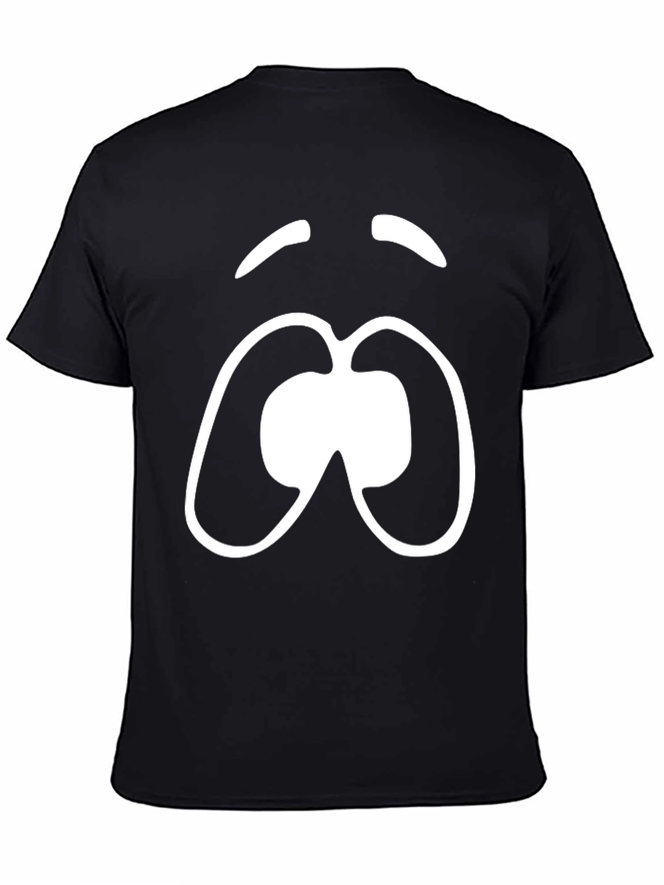 Black Funny Cartoon Face Black T-Shirt view 4