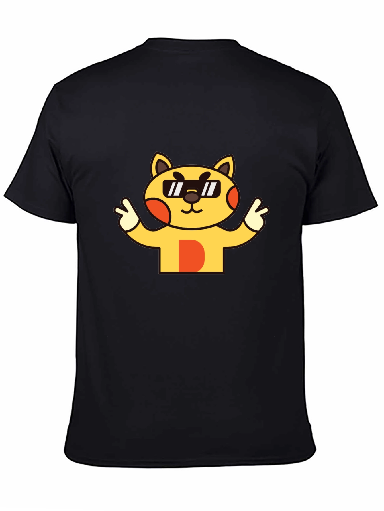 Black Cool Cat Graphic Tee - Unisex Black T-Shirt view 4