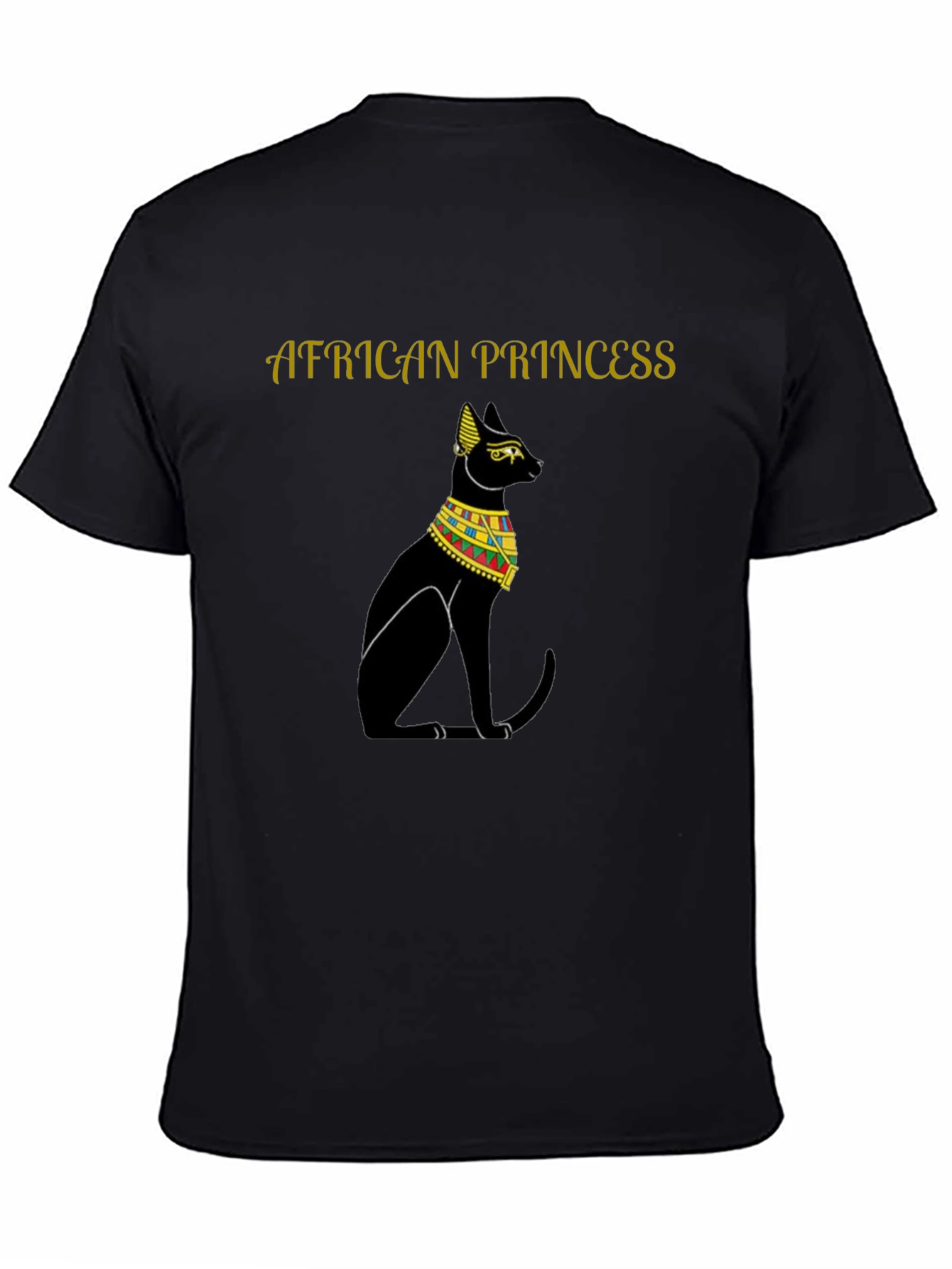 Black African Princess Cat T-Shirt - Black Egyptian Style Tee view 4