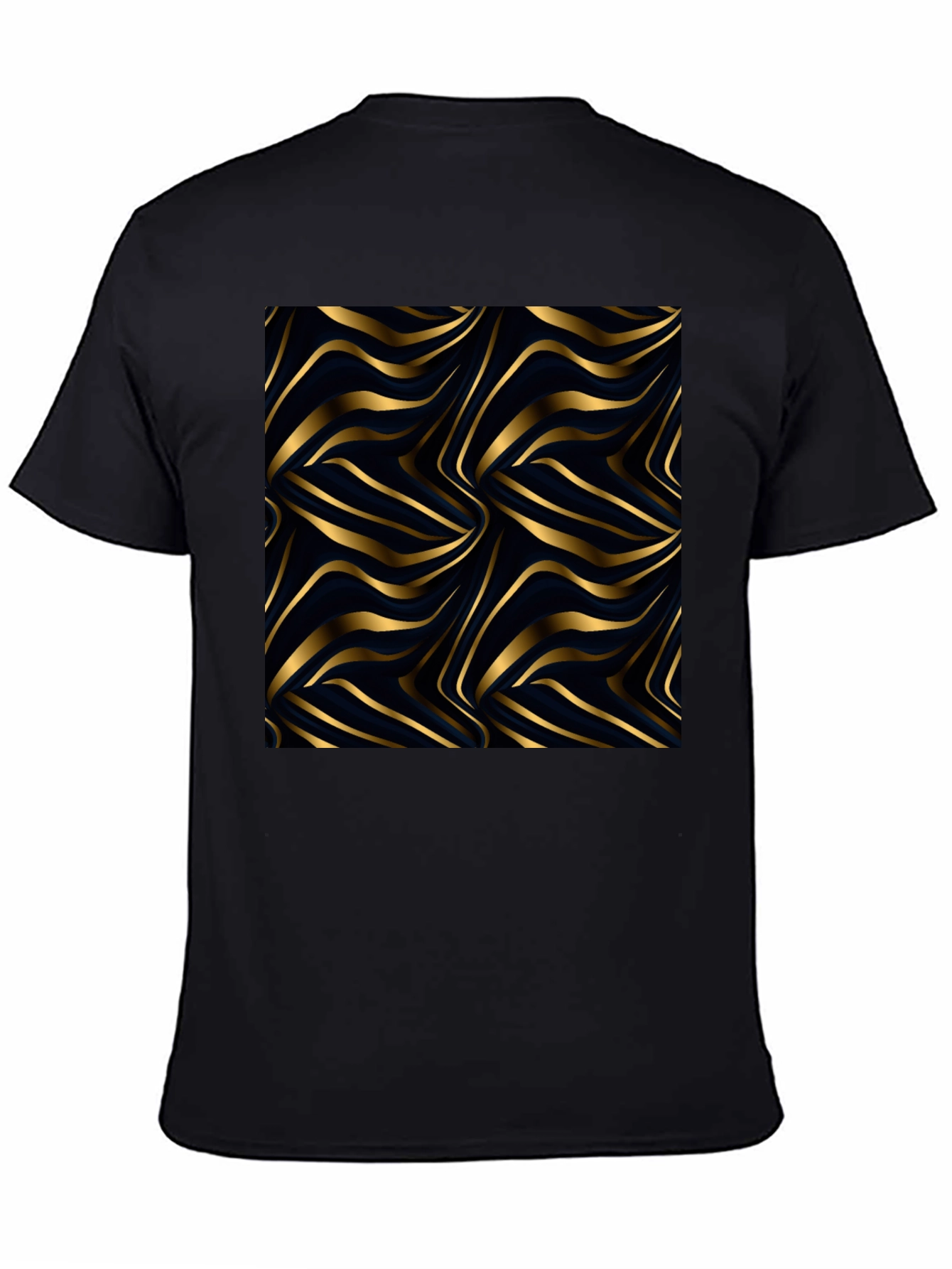 Black Gold Wave Pattern Black Tee view 4