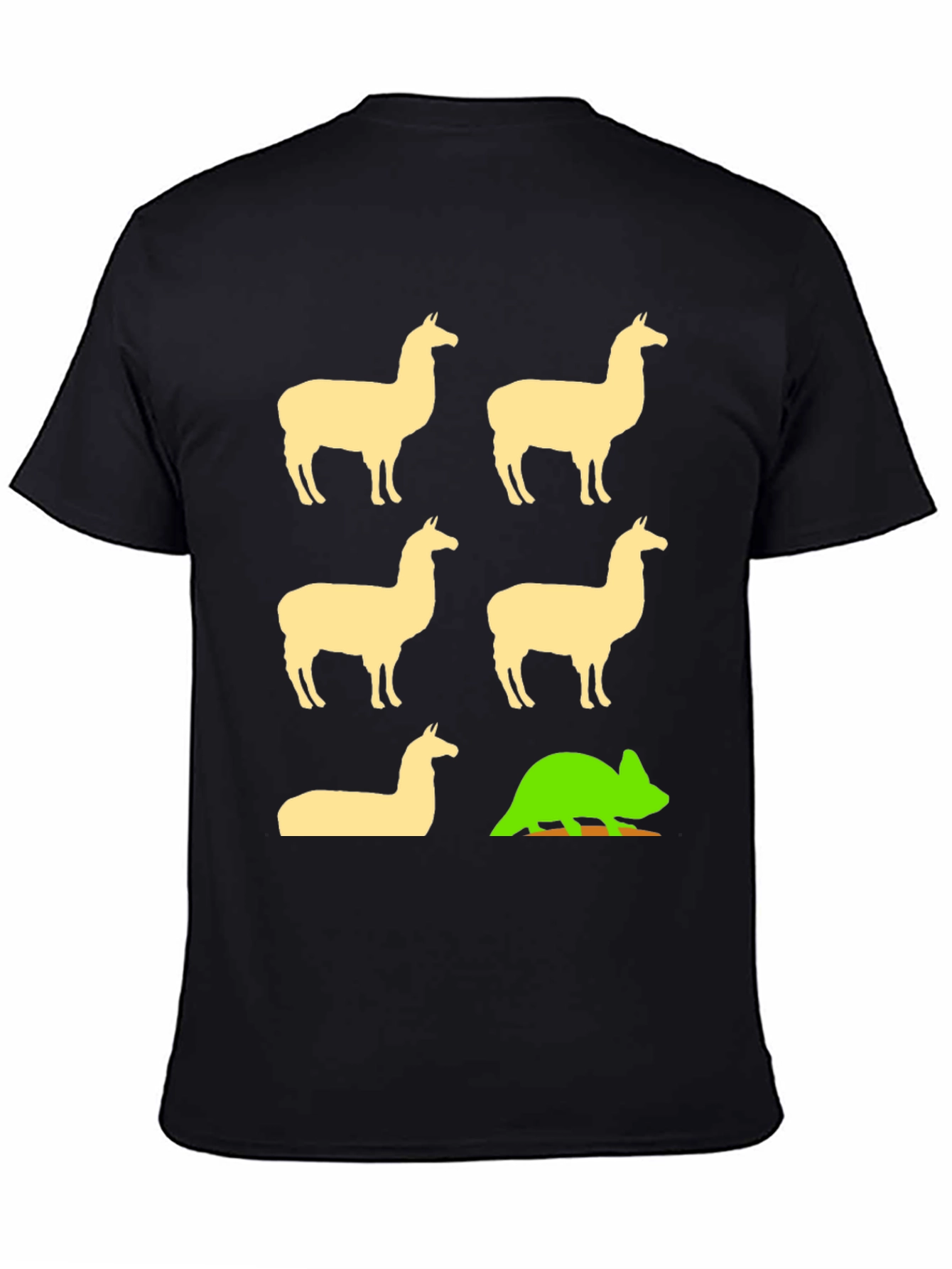 Black Llama & Chameleon Graphic Tee - Black Cotton T-Shirt view 4