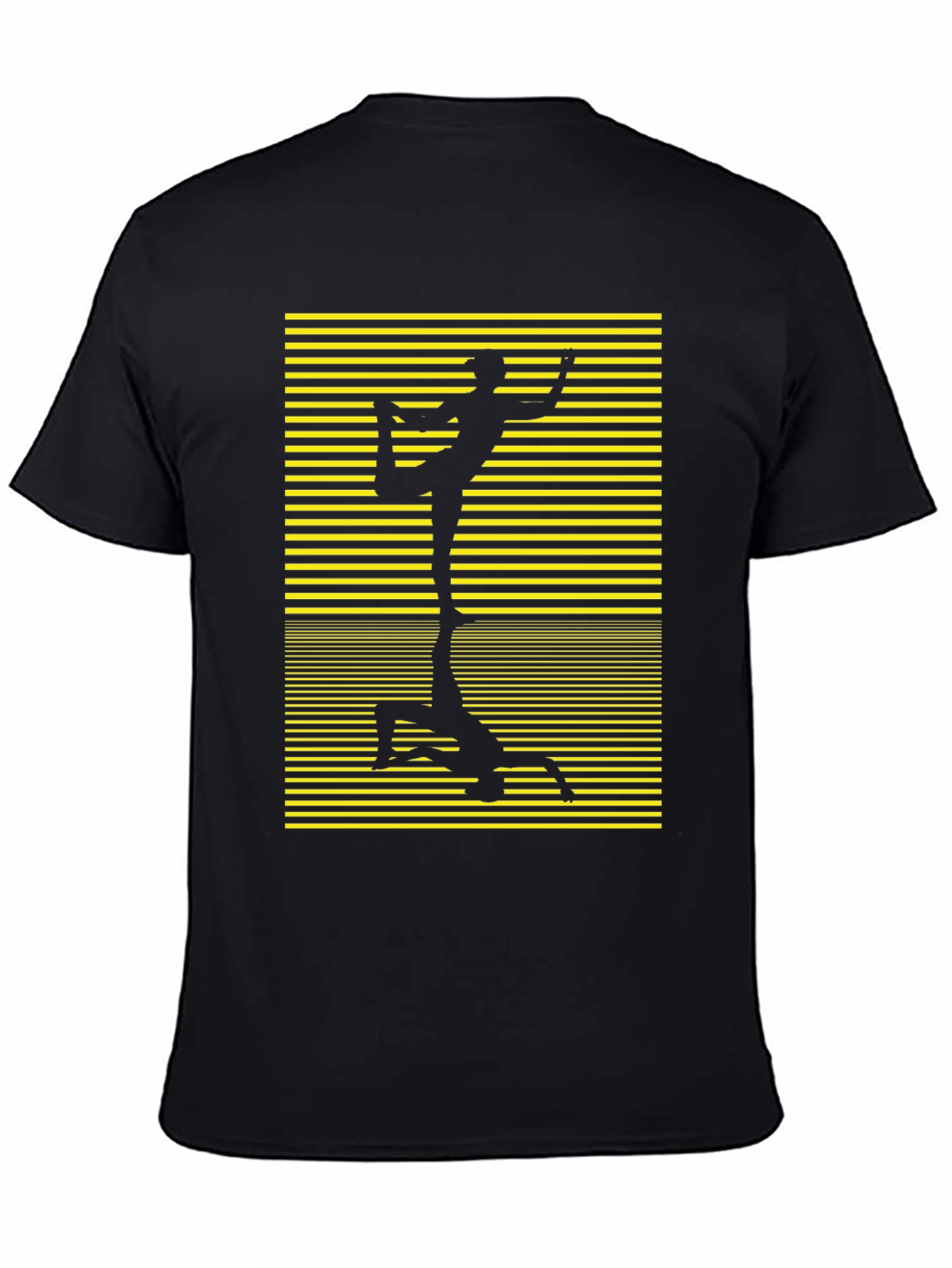 Black Yoga Silhouette Graphic Tee - Black Cotton Blend view 4