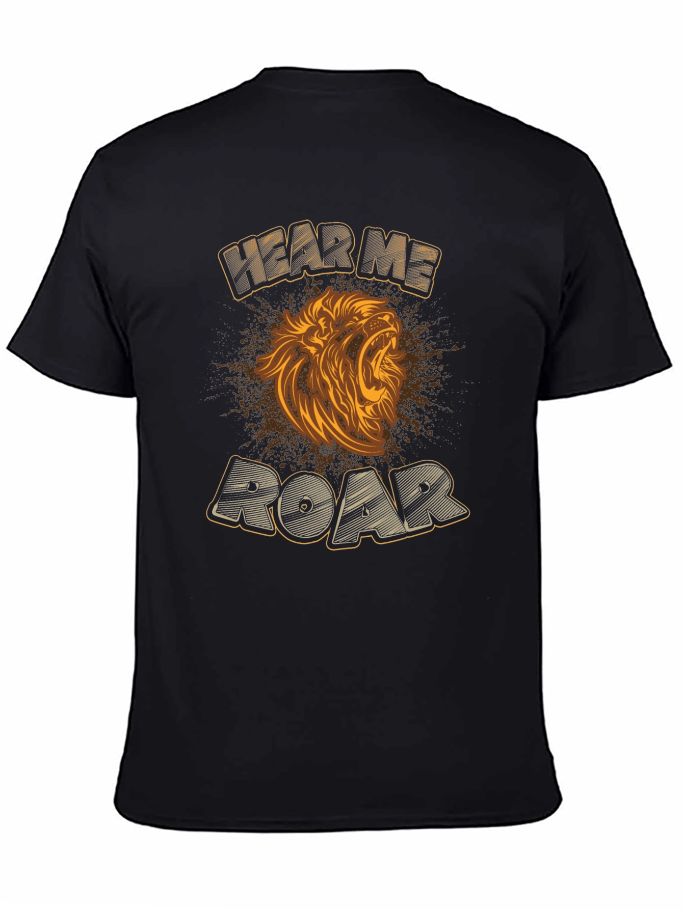 Black Hear Me Roar Lion Graphic T-Shirt view 4