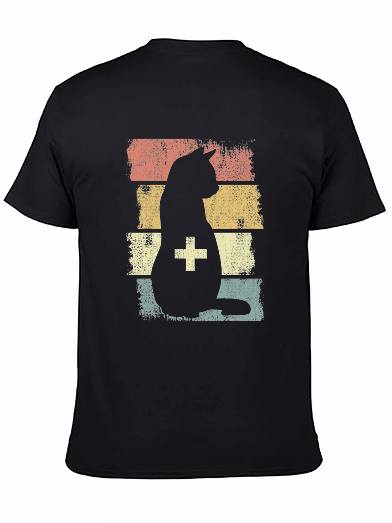 Black Retro Cat Veterinarian T-Shirt view 4